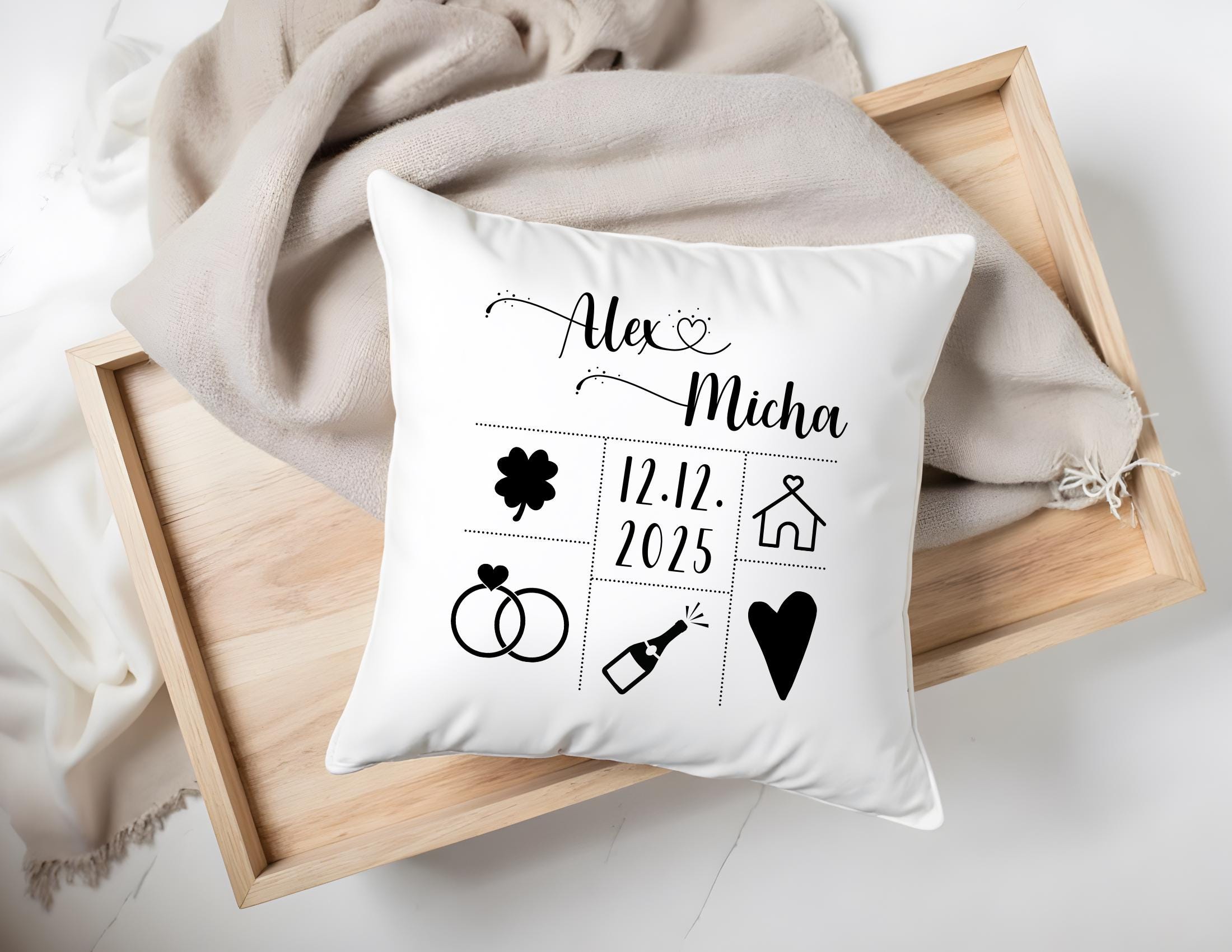 Hochzeitskissen | personalisiert | 40 x 40 cm | Kissen als individuelles Geschenk Goldene oder Silberne Hochzeit