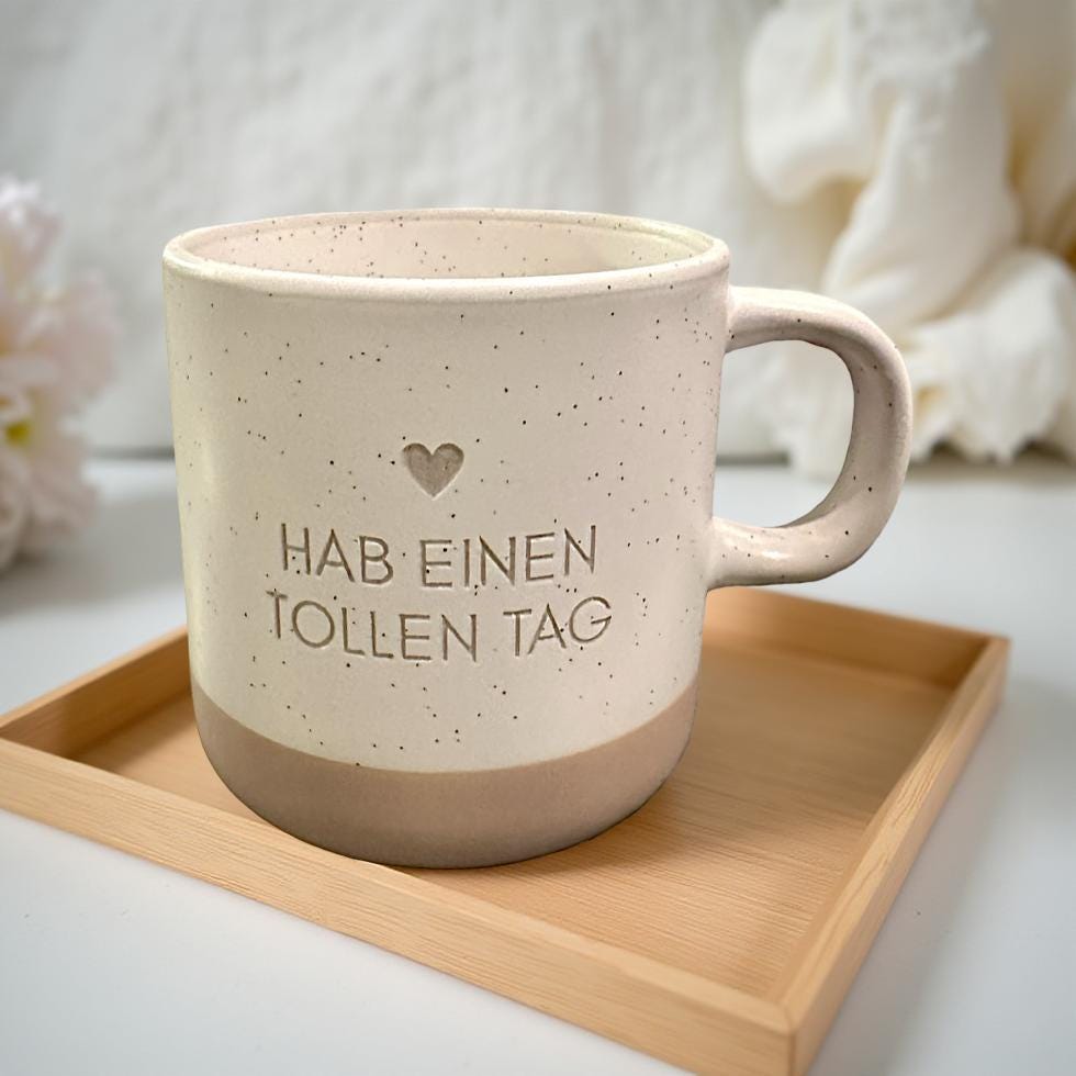 Keramikbecher mit Lasergravur | Hab einen tollen Tag | Keramiktasse | Tasse Becher mit Gravur