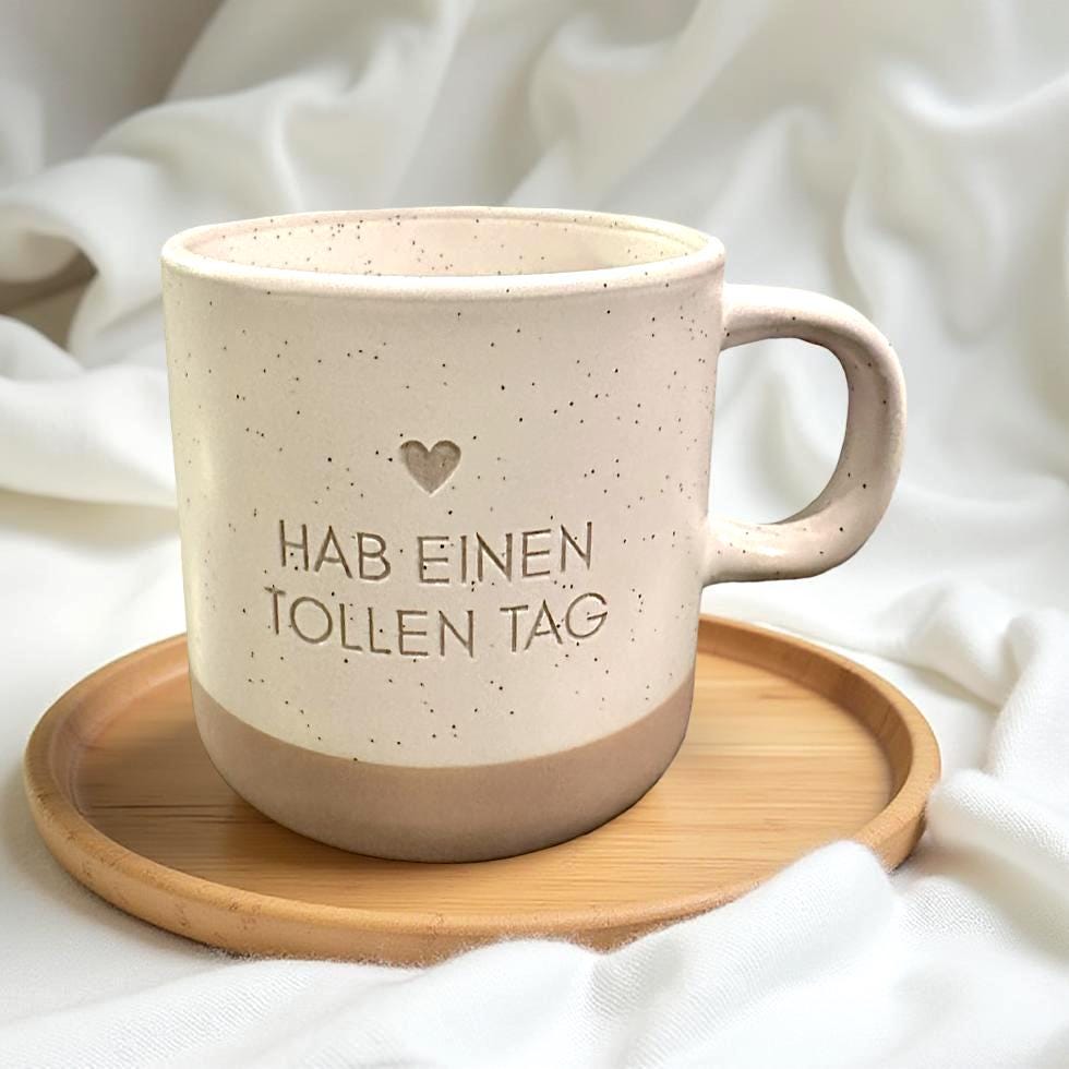 Keramikbecher mit Lasergravur | Hab einen tollen Tag | Keramiktasse | Tasse Becher mit Gravur