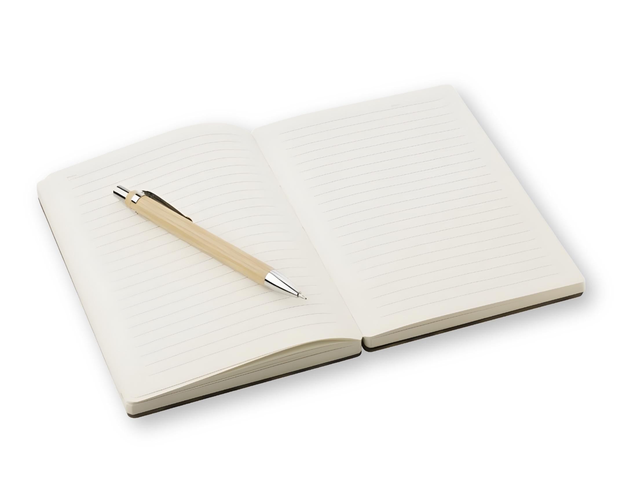 Camping Tagebuch personalisiert mit Name, Titel, Headline | Camper Notizbuch | Bambus Einband | Logbuch liniert inkl. Bambus Kugelschreiber