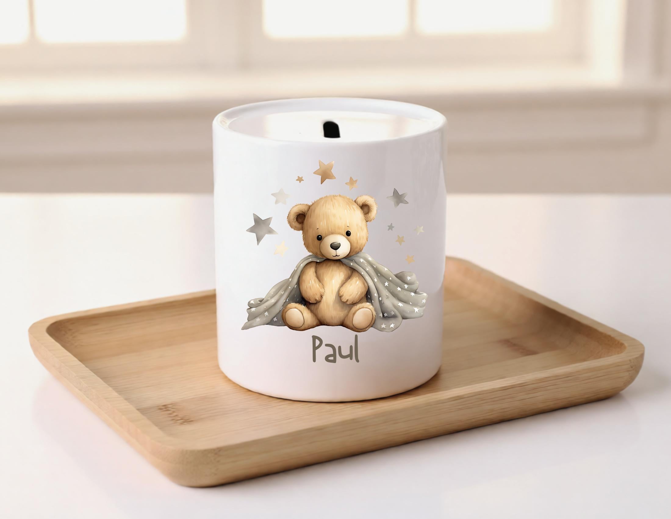 Personalisierte Spardose für Kinder | Geld Taufe Geburt schenken | Geschenk | 8 unterschiedliche Tiermotive | Keramik Sparschwein