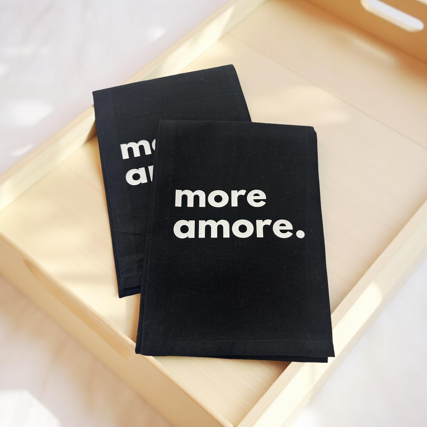 Geschirrtuch | Küchenhandtuch | More amore. | Liebe | mit schwarzer oder pinker Beschriftung