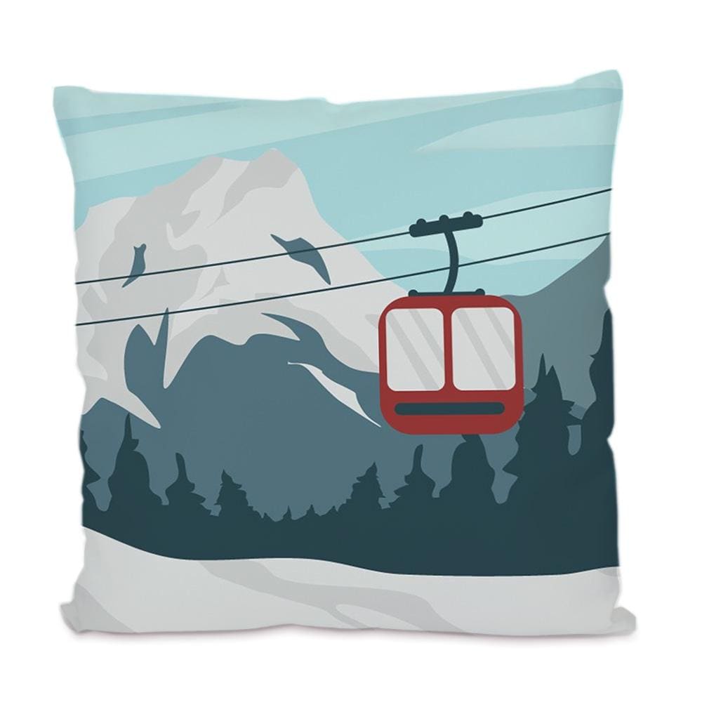 Ski Kissen Gondel | Quadratisches Baumwoll-Kissen mit Füllung | Motiv Wintersport Skifahren | Geschenk Skifahrer