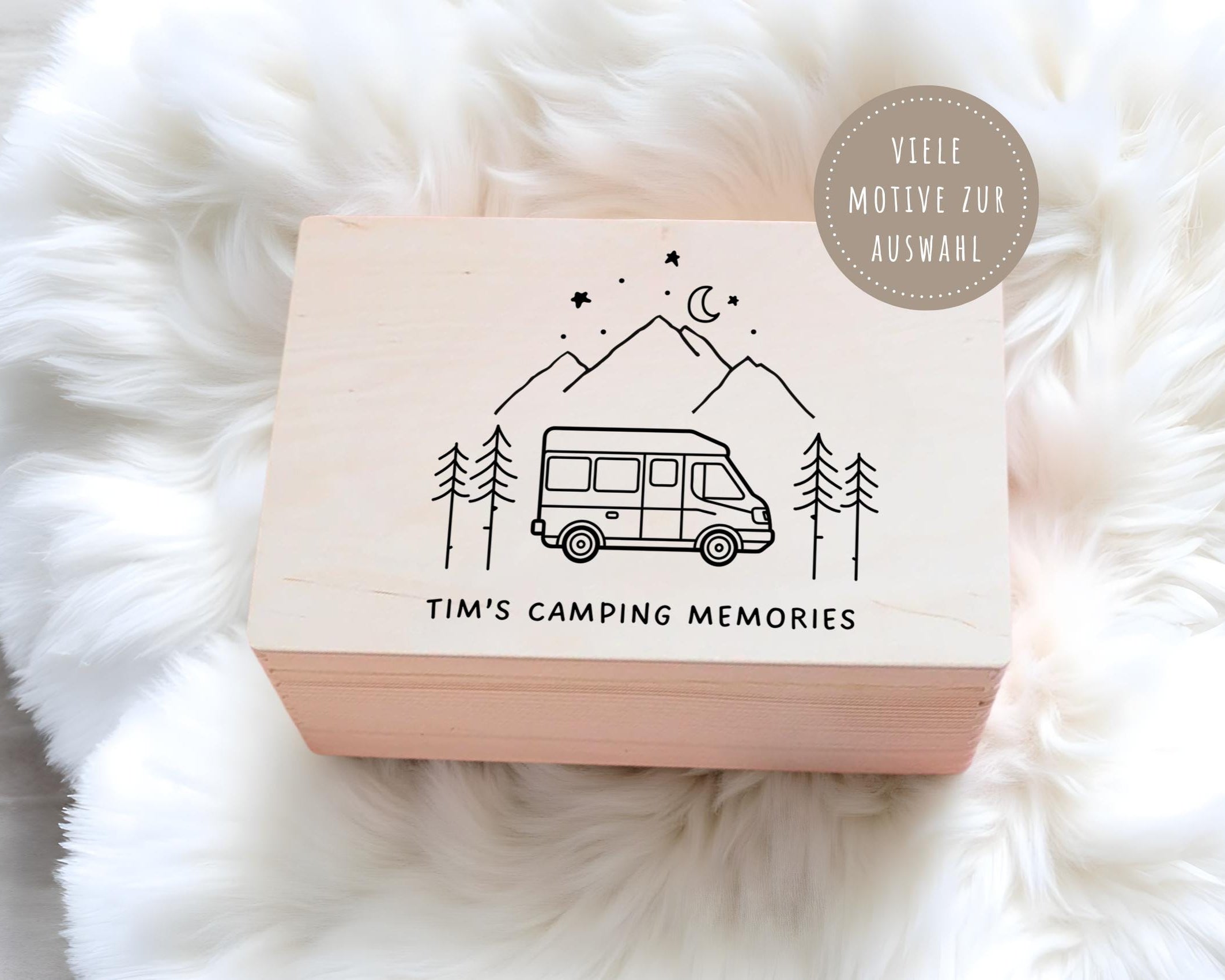 Camping Tour Erinnerungskiste | personalisiert | Holz Erinnerungsbox für Camper | personalisierte Kiste aus Holz | Sammel Box