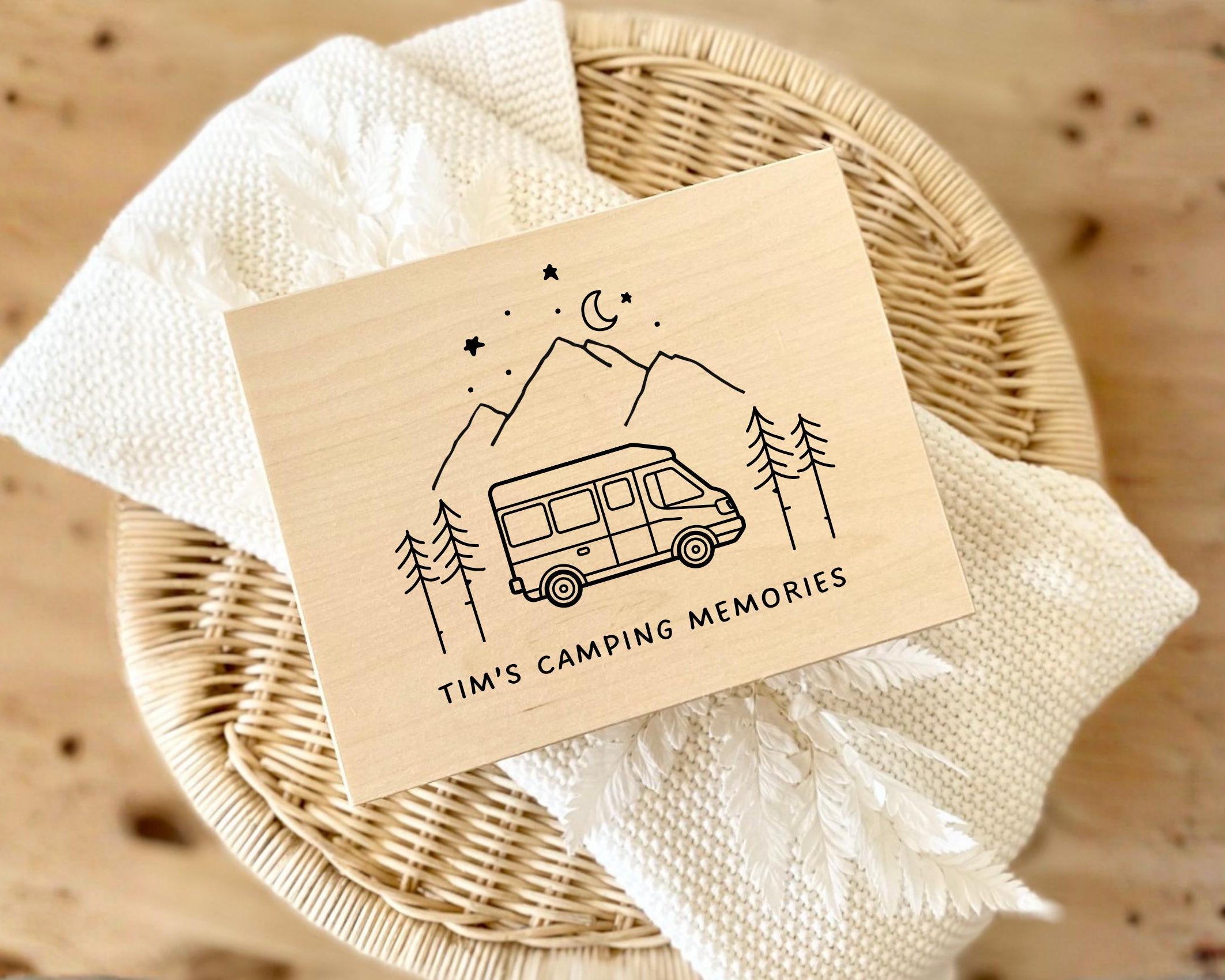 Camping Tour Erinnerungskiste | personalisiert | Holz Erinnerungsbox für Camper | personalisierte Kiste aus Holz | Sammel Box