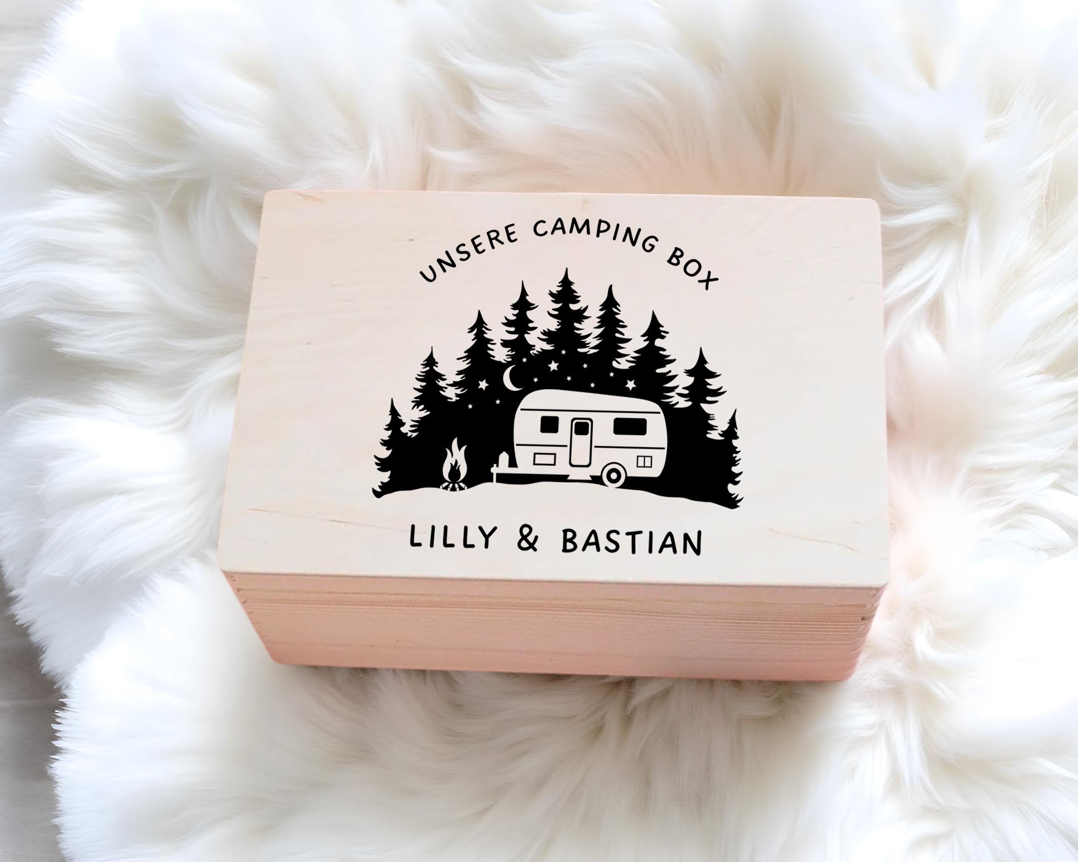 Camping Tour Erinnerungskiste | personalisiert | Holz Erinnerungsbox für Camper | personalisierte Kiste aus Holz | Sammel Box