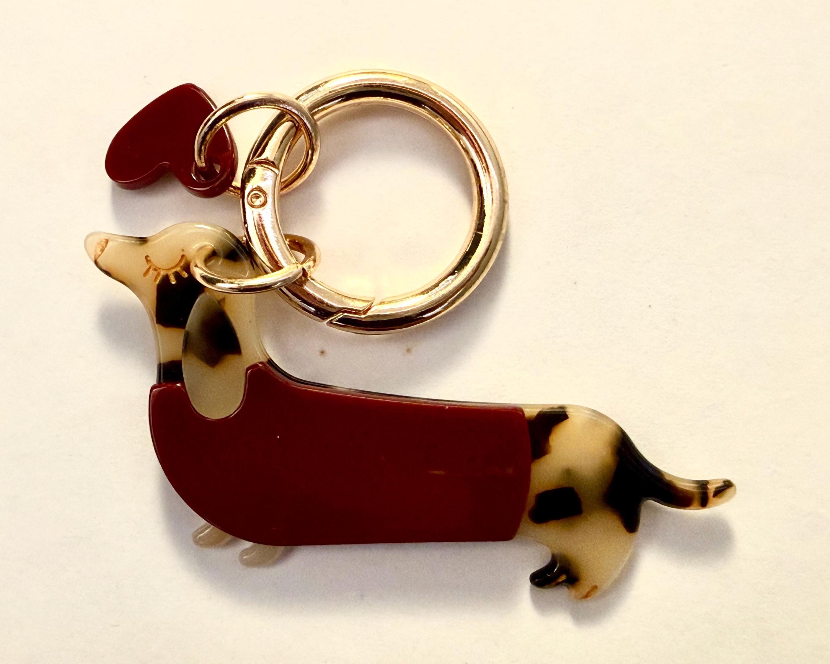 Dackel Anhänger am großen goldenen Karabiner | Charm für Taschen | Schlüsselanhänger | Taschenschmuck Taschenanhänger | Bag Charm