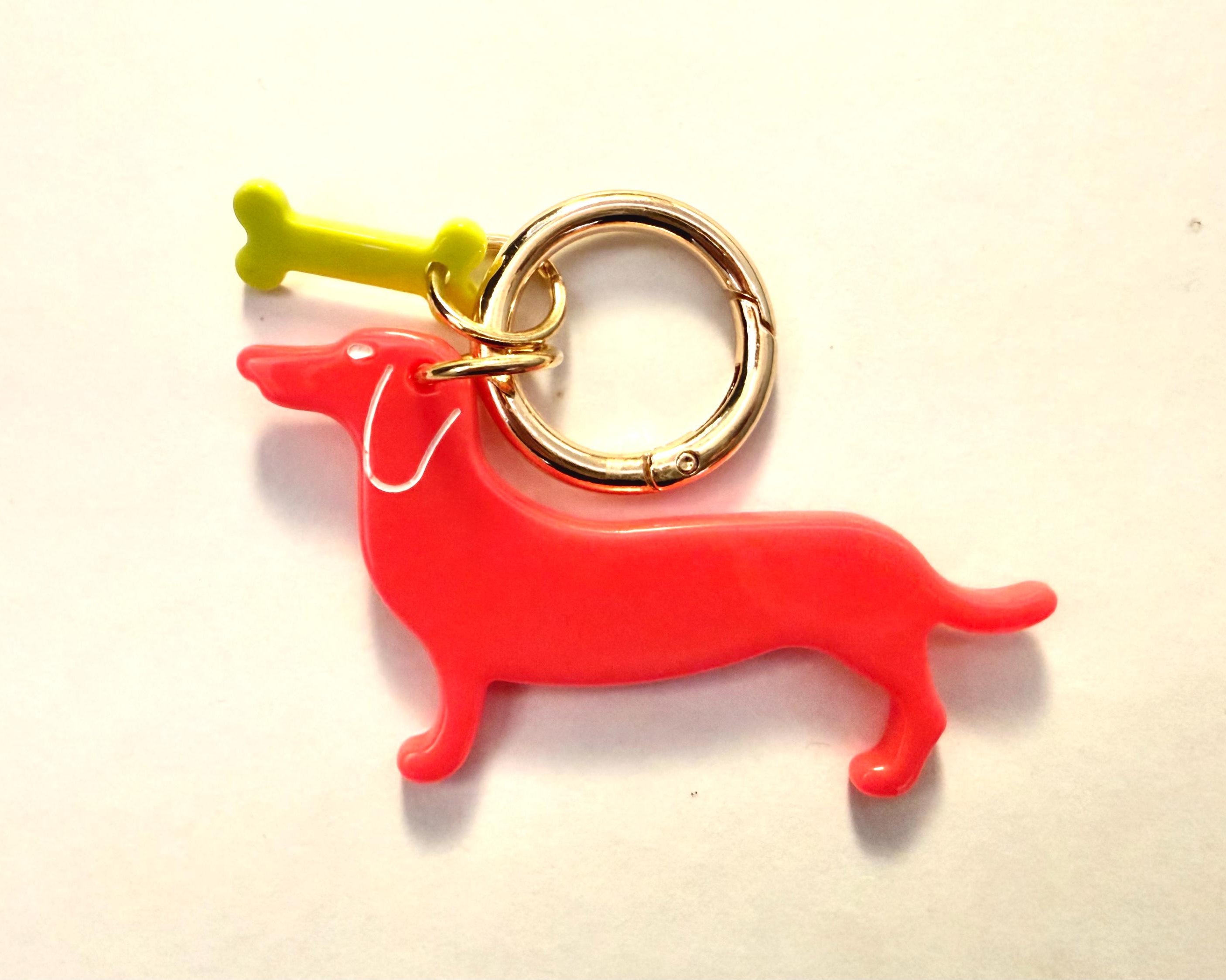 Dackel Anhänger am großen goldenen Karabiner | Charm für Taschen | Schlüsselanhänger | Taschenschmuck Taschenanhänger | Bag Charm