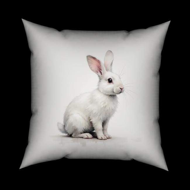 Oster Kissen mit weißem Hasen | Kaninchen auf quadratischem Samtkissen | mit Füllung