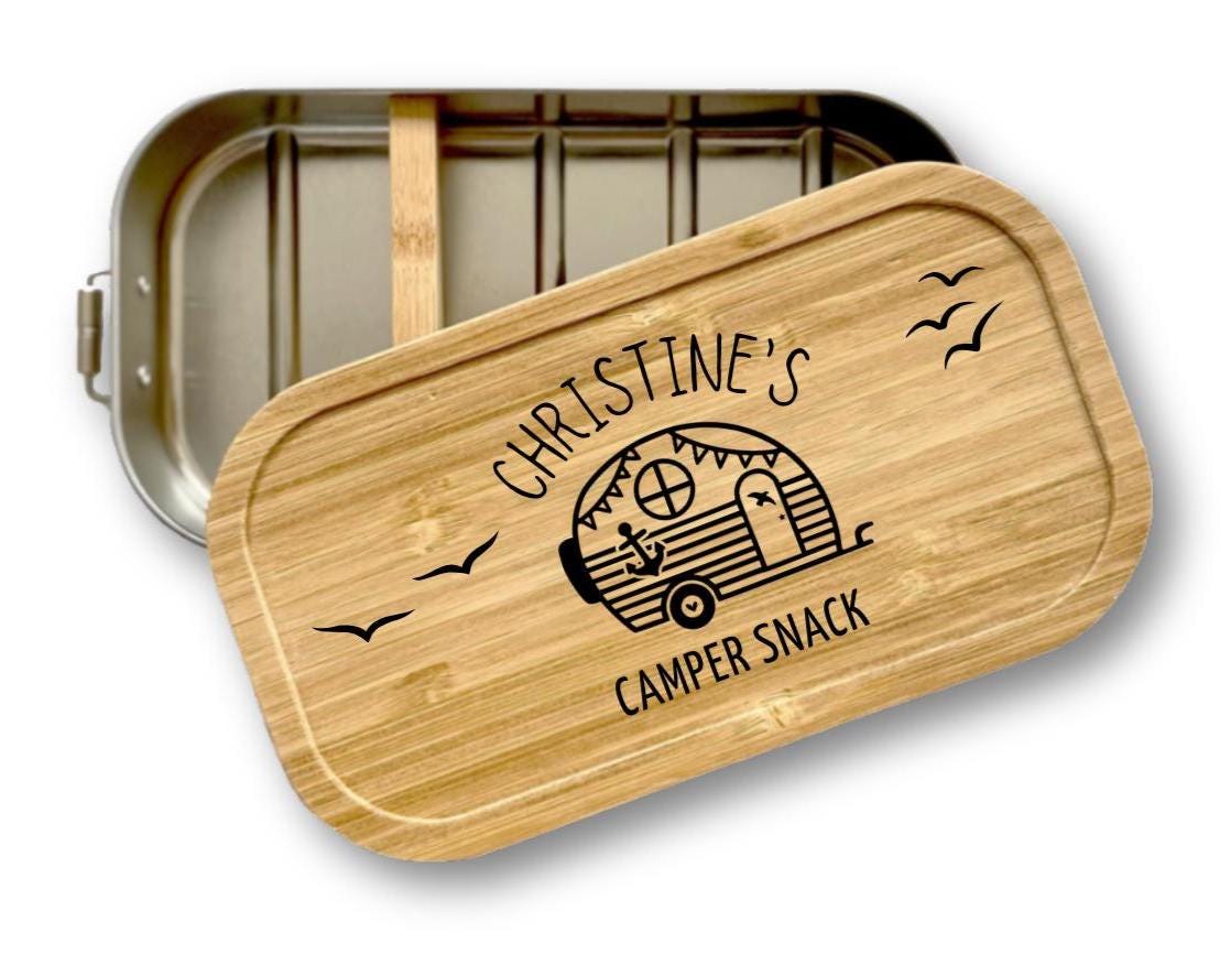 Brotdose für Camper | Camping Lunchbox mit Namen | Camper Frühstück | Geschenk Camping personalisiert