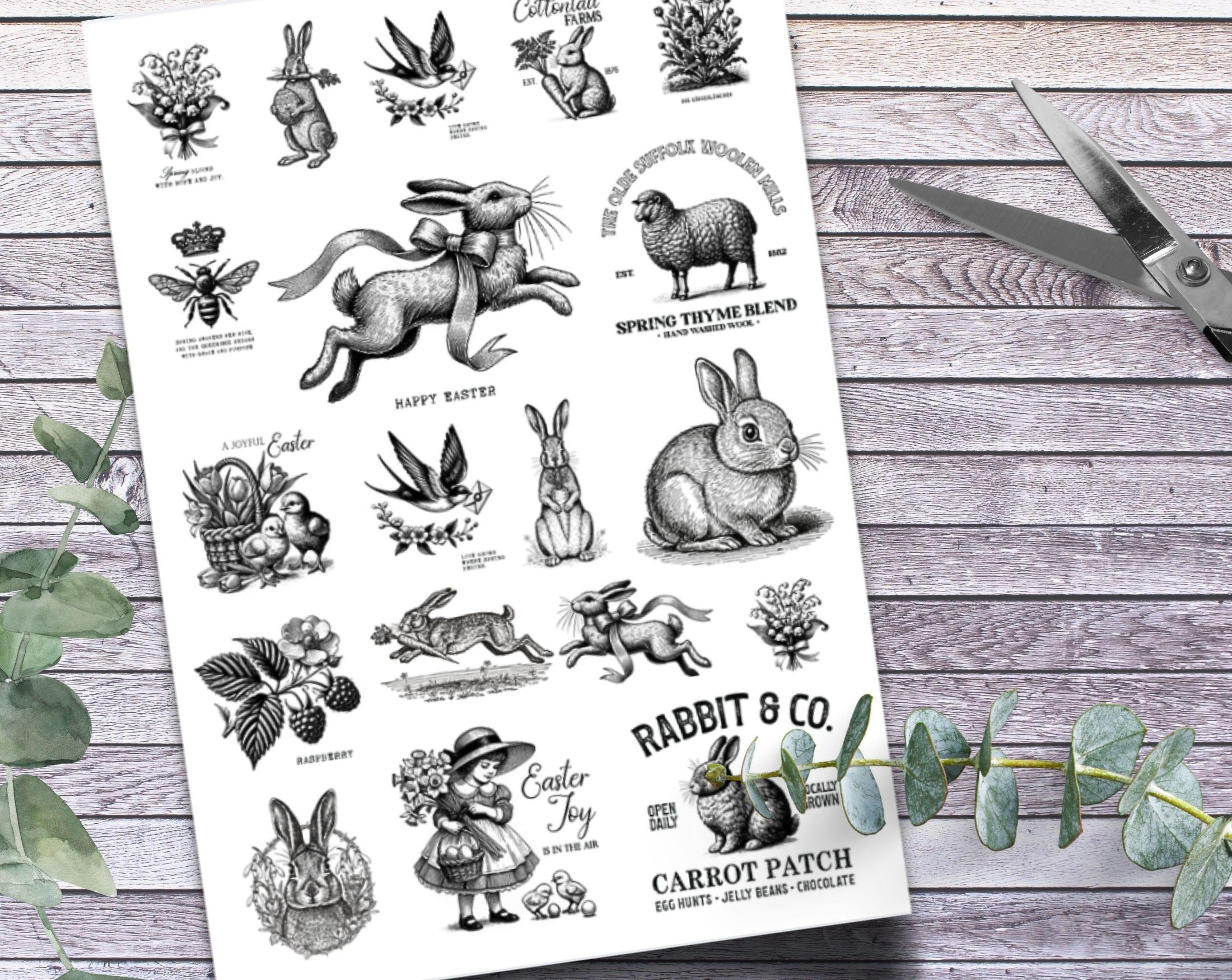 Oster Kerzen DIY | 30 Sticker im Vintage Look | für Wasserschiebefolie | digitaler download