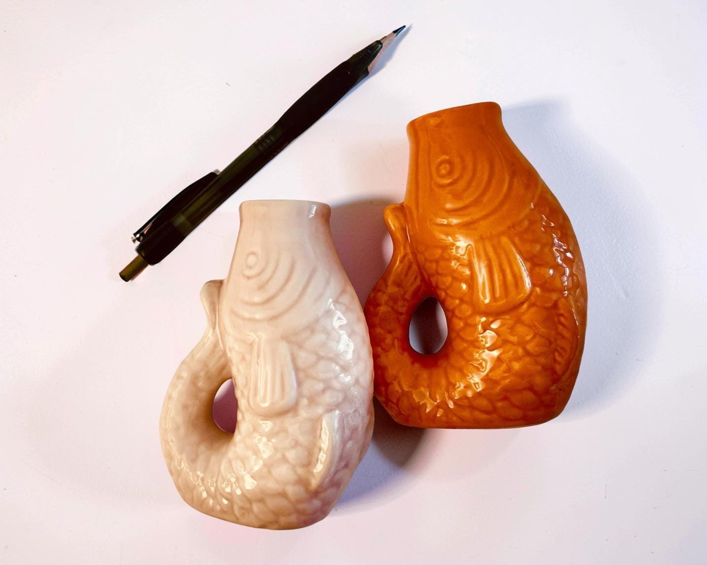 Kleine poppige Vase im Fisch-Look | Fisch-Vase in pink, orange und rosa