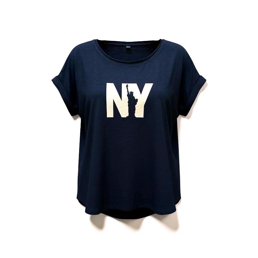 T-Shirt schwarz New York | NY in roségold | runder Halsausschnit und runde Saumkante | Statue of Liberty