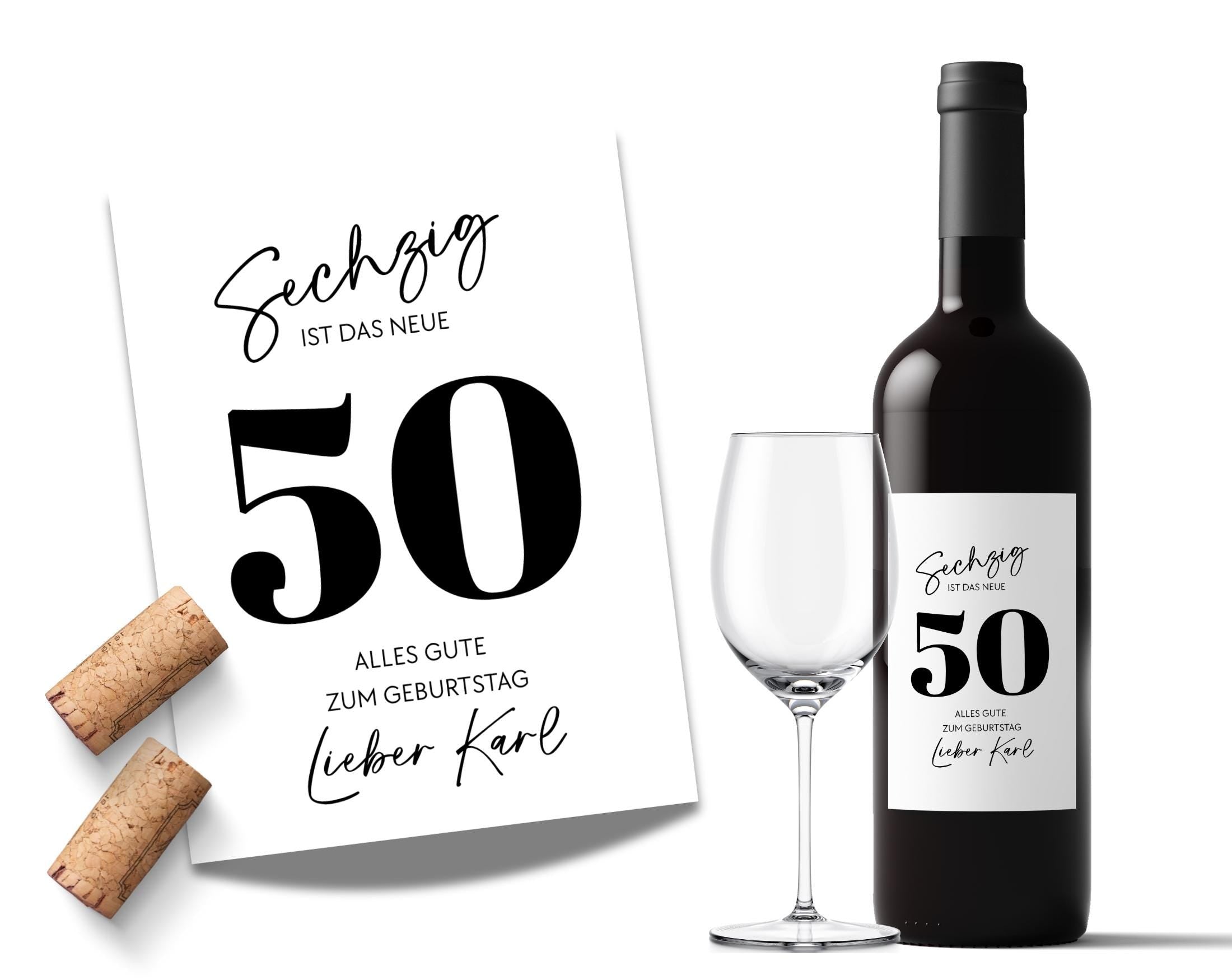 Personalisiertes Weinflaschen Etikett | Runder Geburtstag | 60. Geburtstag Weinflaschenetikett | auch für 50. oder 40. oder 30. Geburtstag