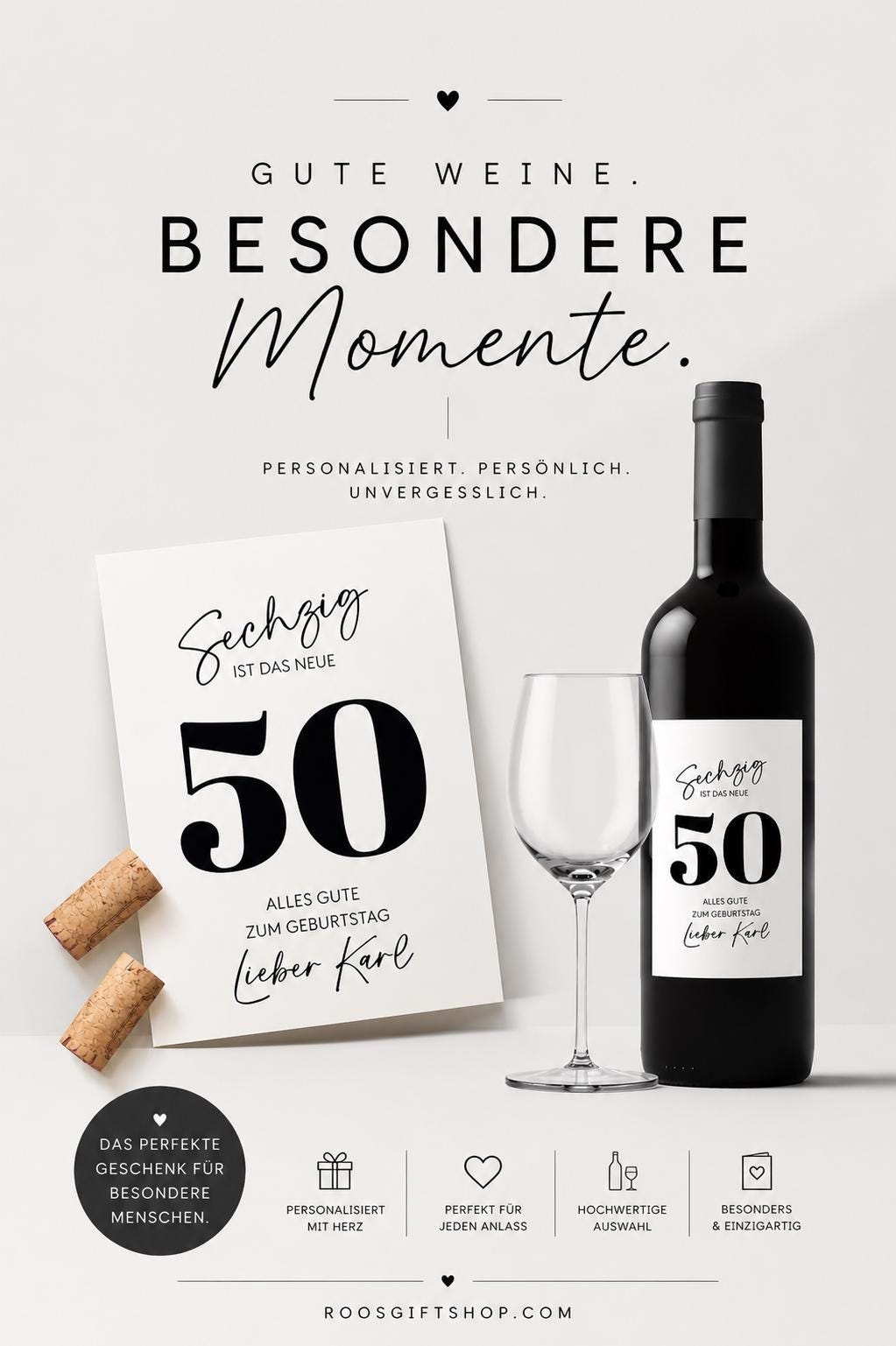Personalisiertes Weinflaschen Etikett | Runder Geburtstag | 60. Geburtstag Weinflaschenetikett | auch für 50. oder 40. oder 30. Geburtstag