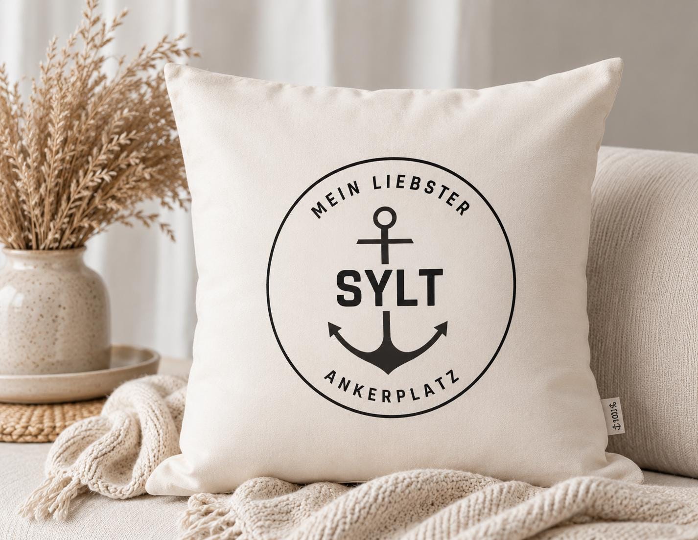 Personalisiertes Insel Kissen | Sylt, Amrum, Juist, Föhr, Langeoog, Norderney | Maritime Deko mit Wunschinsel | 50 x 50 cm Küsten Kissen
