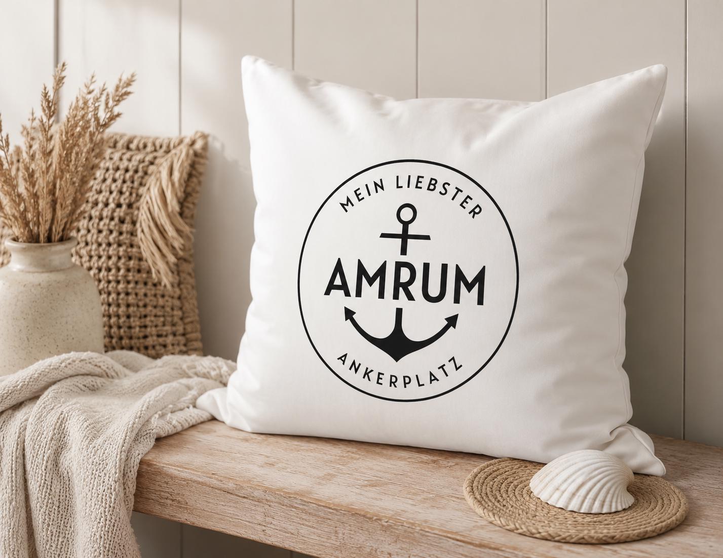 Personalisiertes Insel Kissen | Sylt, Amrum, Juist, Föhr, Langeoog, Norderney | Maritime Deko mit Wunschinsel | 50 x 50 cm Küsten Kissen