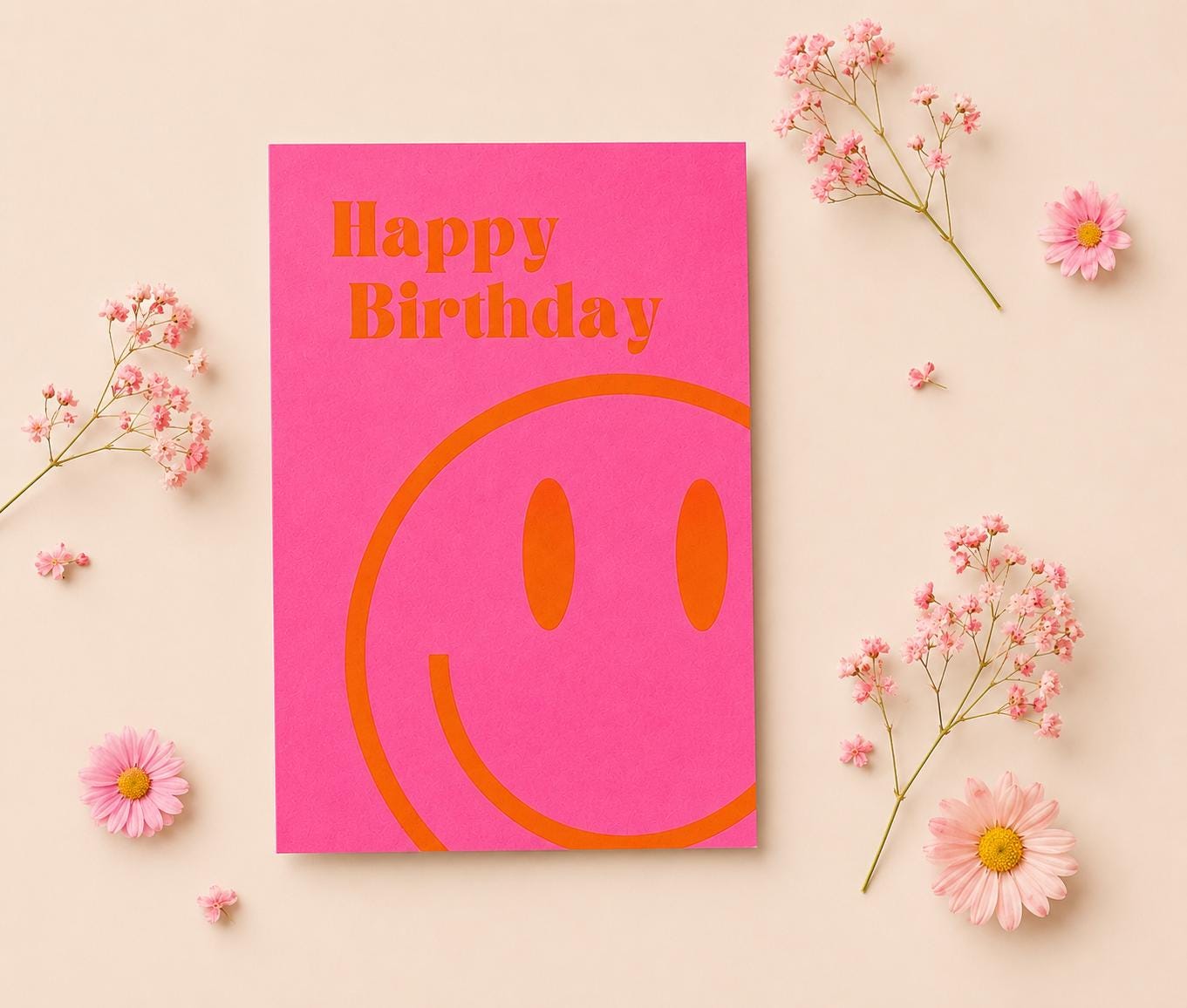 Geburtstagskarte | Happy Birthday Karte | Smiley pink orange