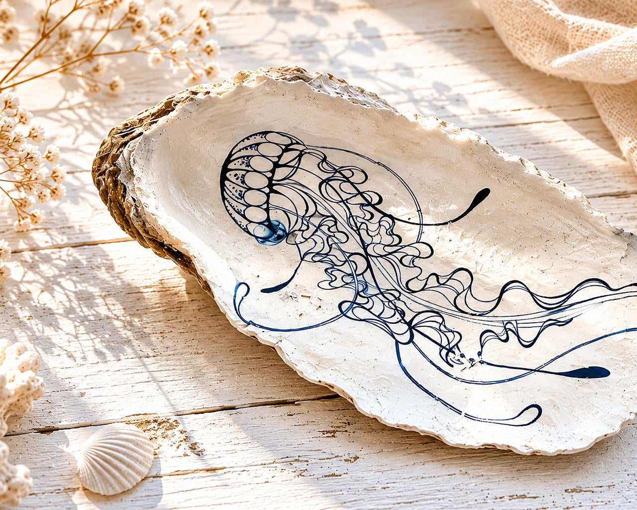 Austernschalen | Austern handgemalt | Schmuckschale | Trauringe | handbemalte Oyster | Ringschale
