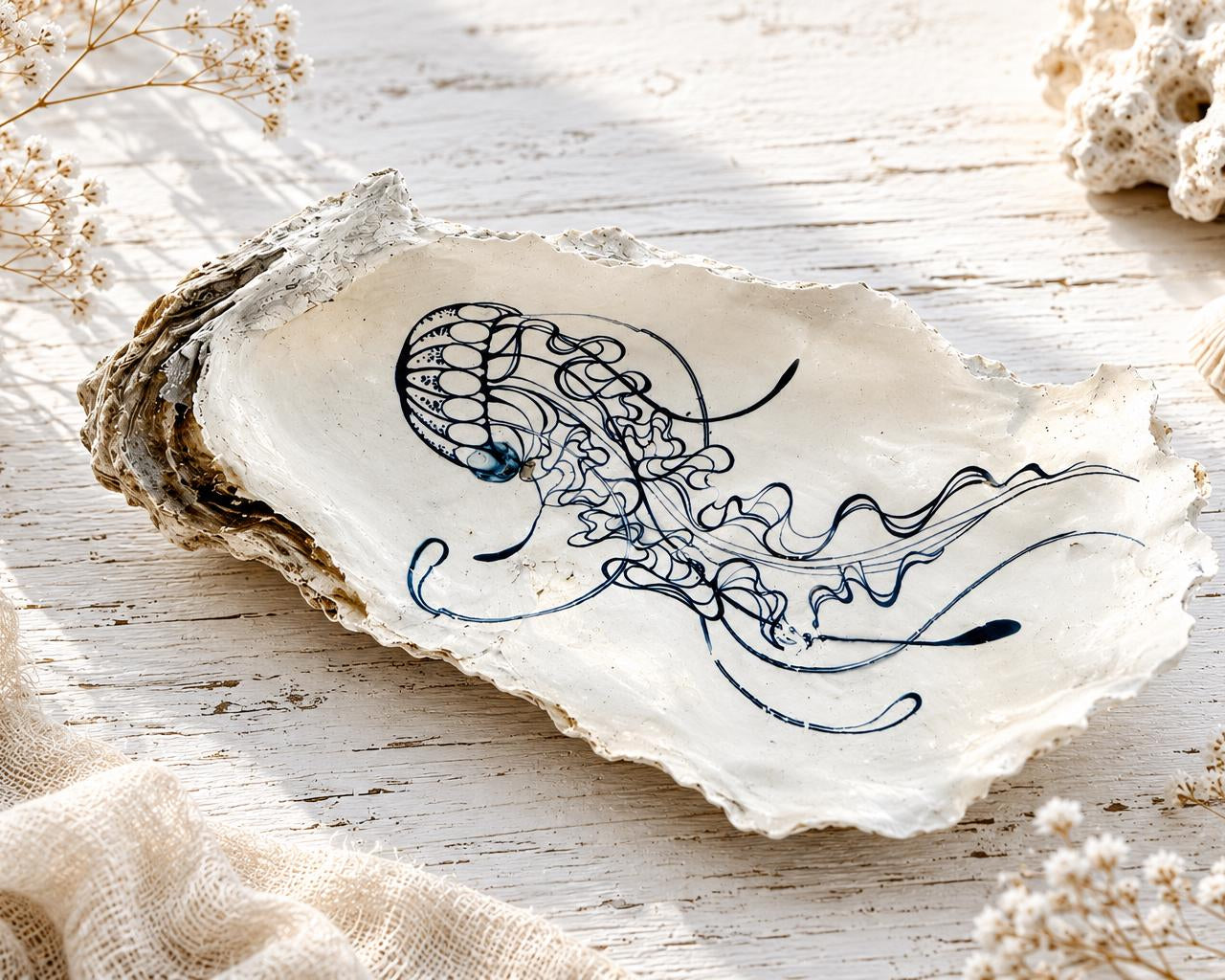 Austernschalen | Austern handgemalt | Schmuckschale | Trauringe | handbemalte Oyster | Ringschale