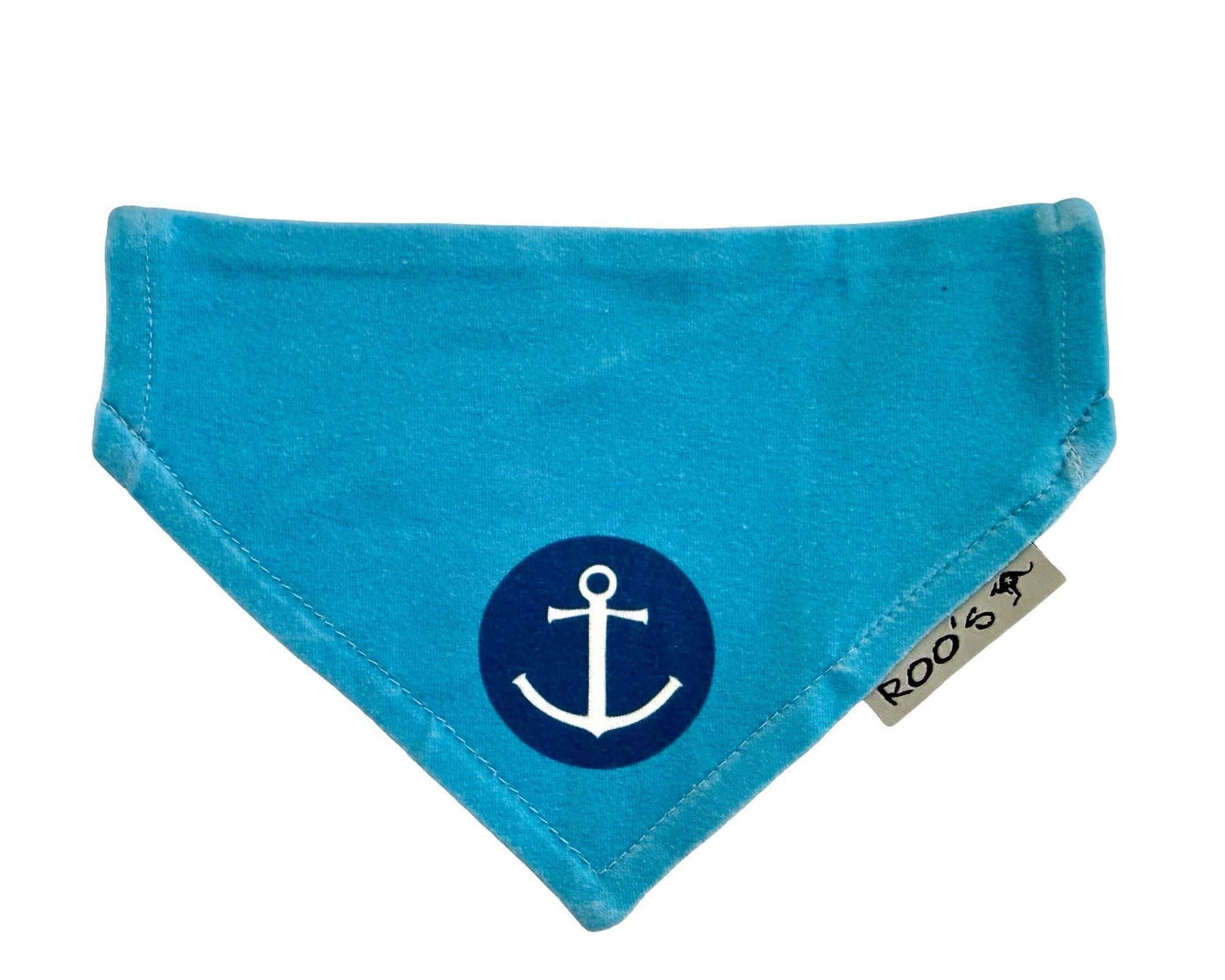 Maritimes Hundehalstuch mit Anker | dunkelblau mit türkis | Hunde Bandana aus Baumwolle | wird am Halsband befestigt