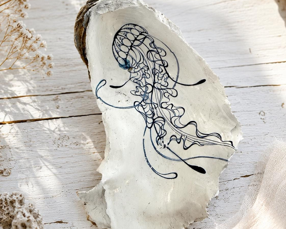 Austernschalen | Austern handgemalt | Schmuckschale | Trauringe | handbemalte Oyster | Ringschale