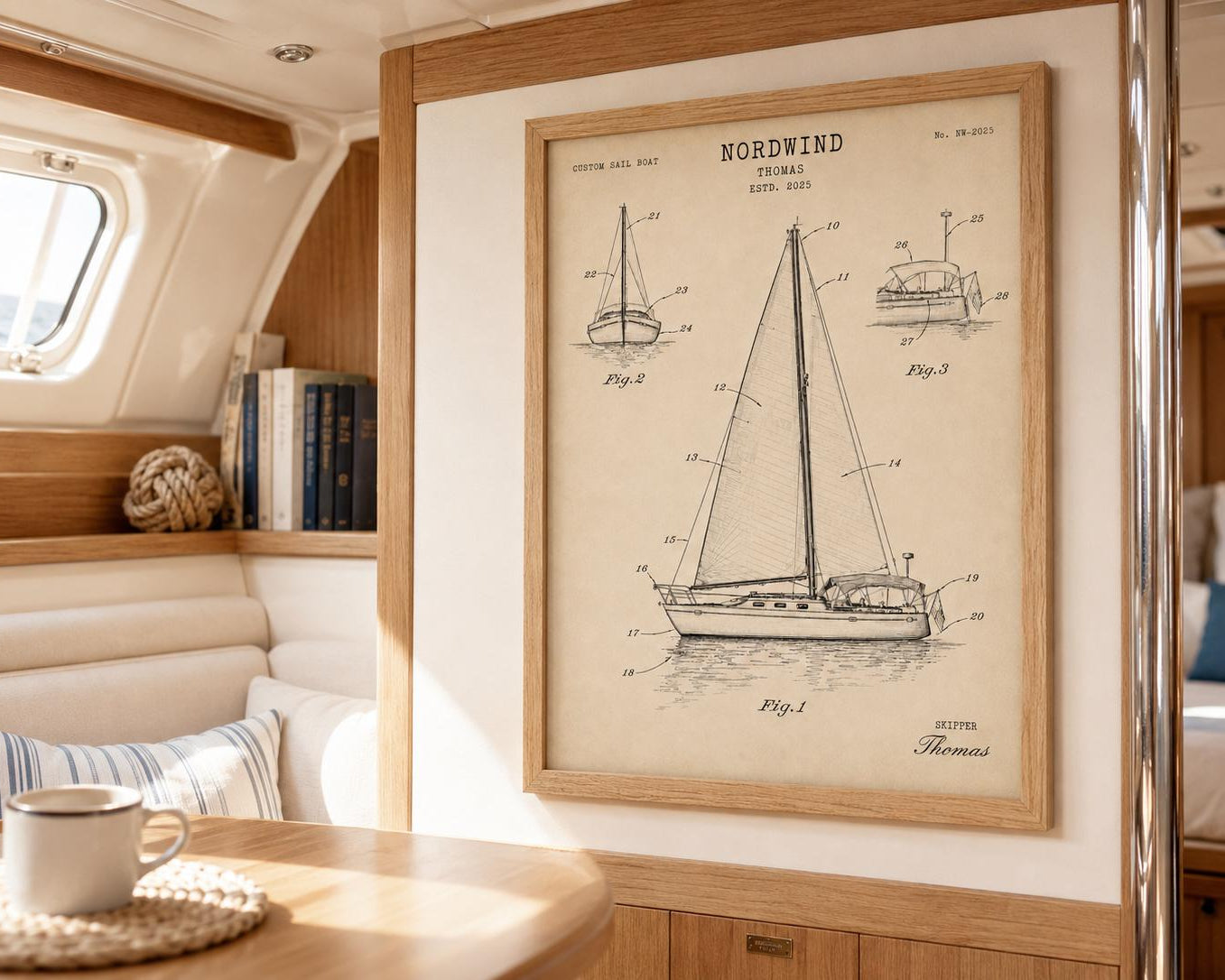 Personalisiertes Boot Poster nach Foto – Vintage Patent Poster deines eigenen Bootes, Geschenk für Skipper, Segler & Bootsbesitzer