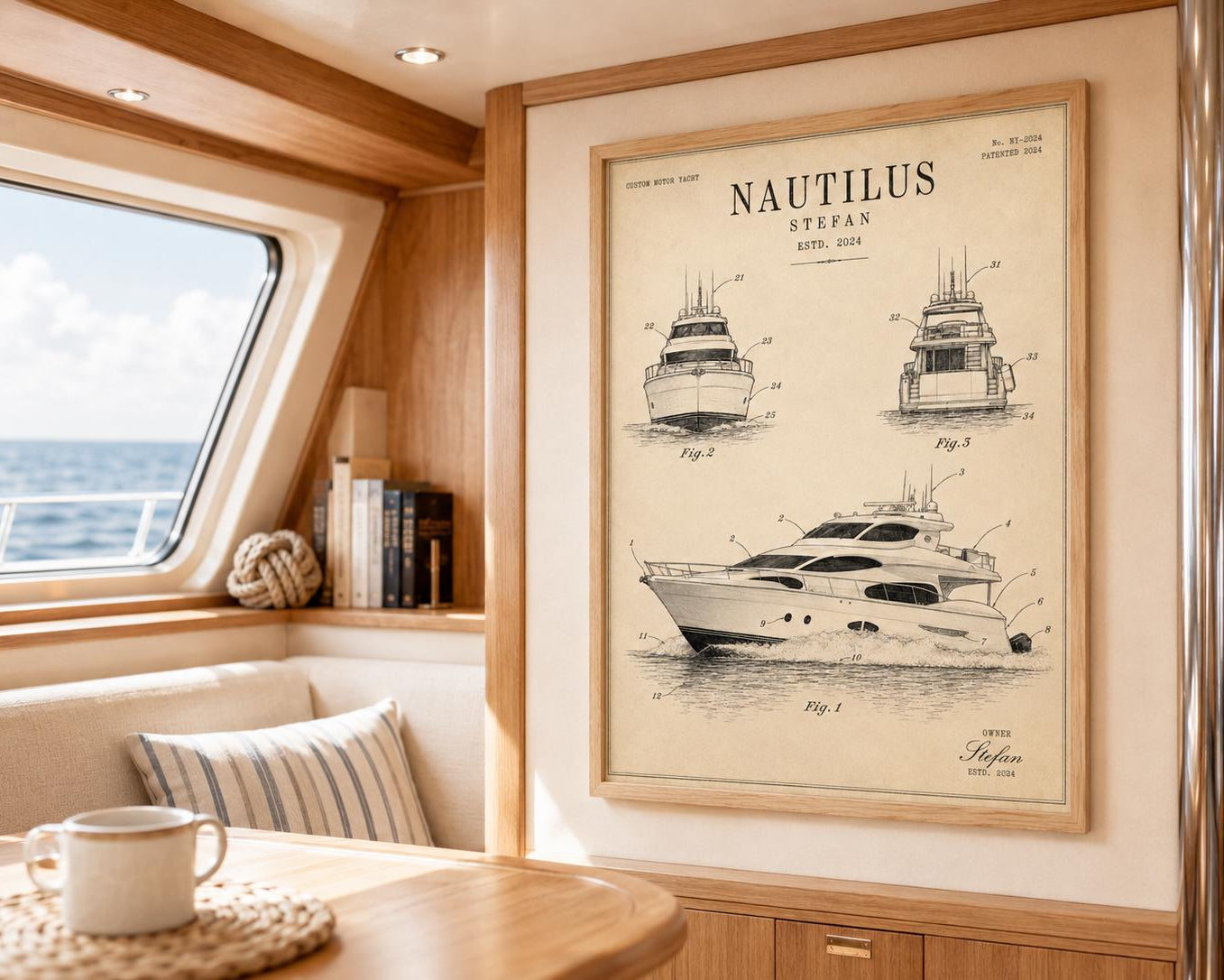 Personalisiertes Boot Poster nach Foto – Vintage Patent Poster deines eigenen Bootes, Geschenk für Skipper, Segler & Bootsbesitzer