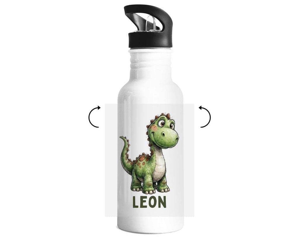 Trinkflasche Dino | personalisierte Edelstahlflasche | Geschenk für Schulanfang, Kita Start