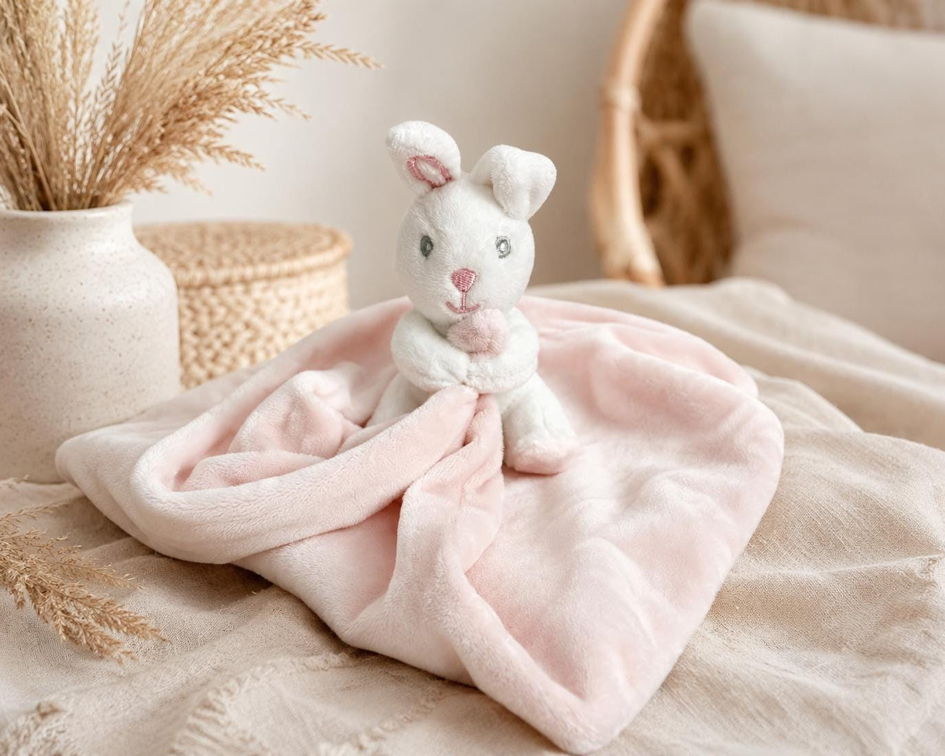 Kissen mit Häschen oder Bärchen | personalisiert | Baby Name | rosa oder hellblau | Samt