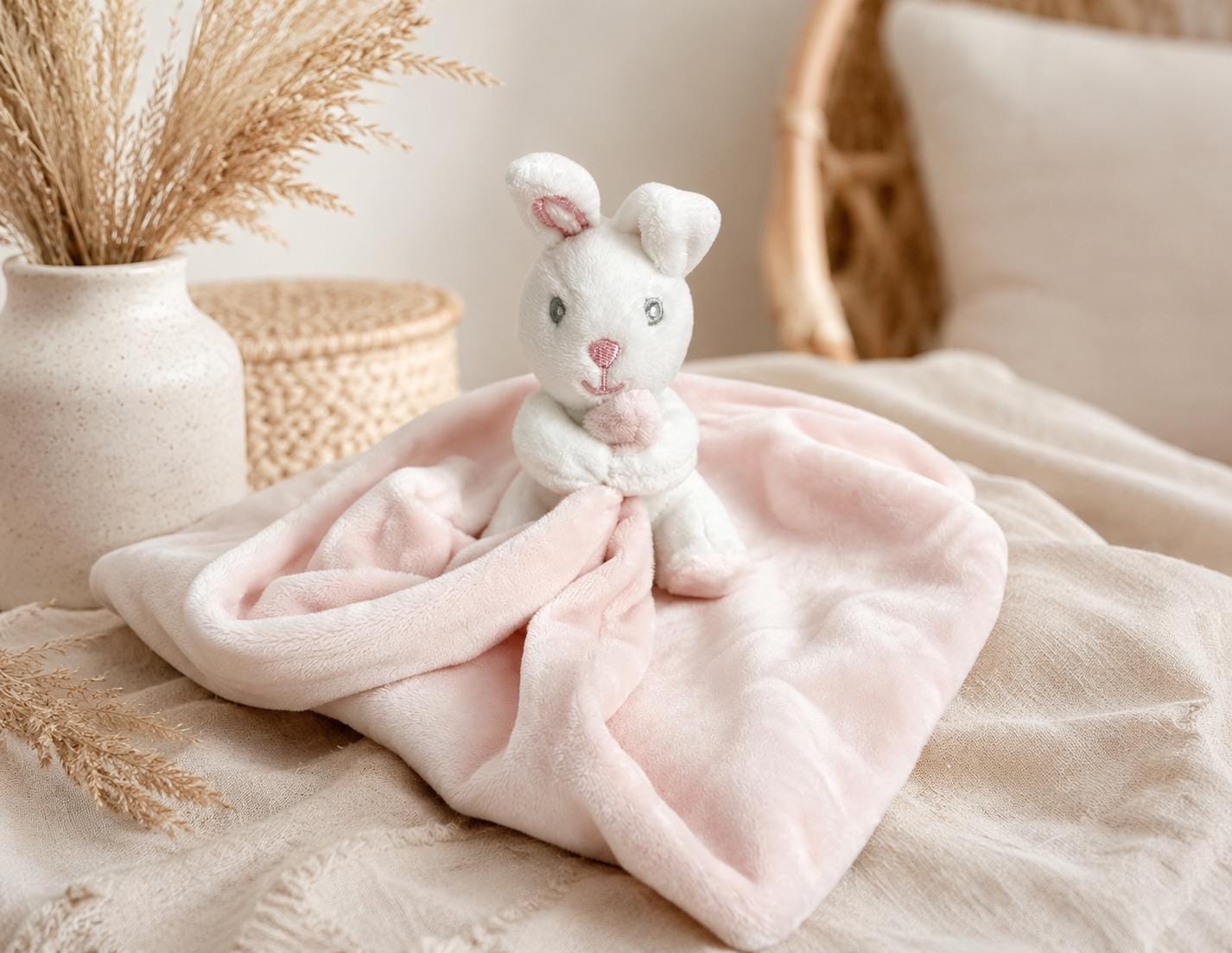 Kissen mit Häschen oder Bärchen | personalisiert | Baby Name | rosa oder hellblau | Samt