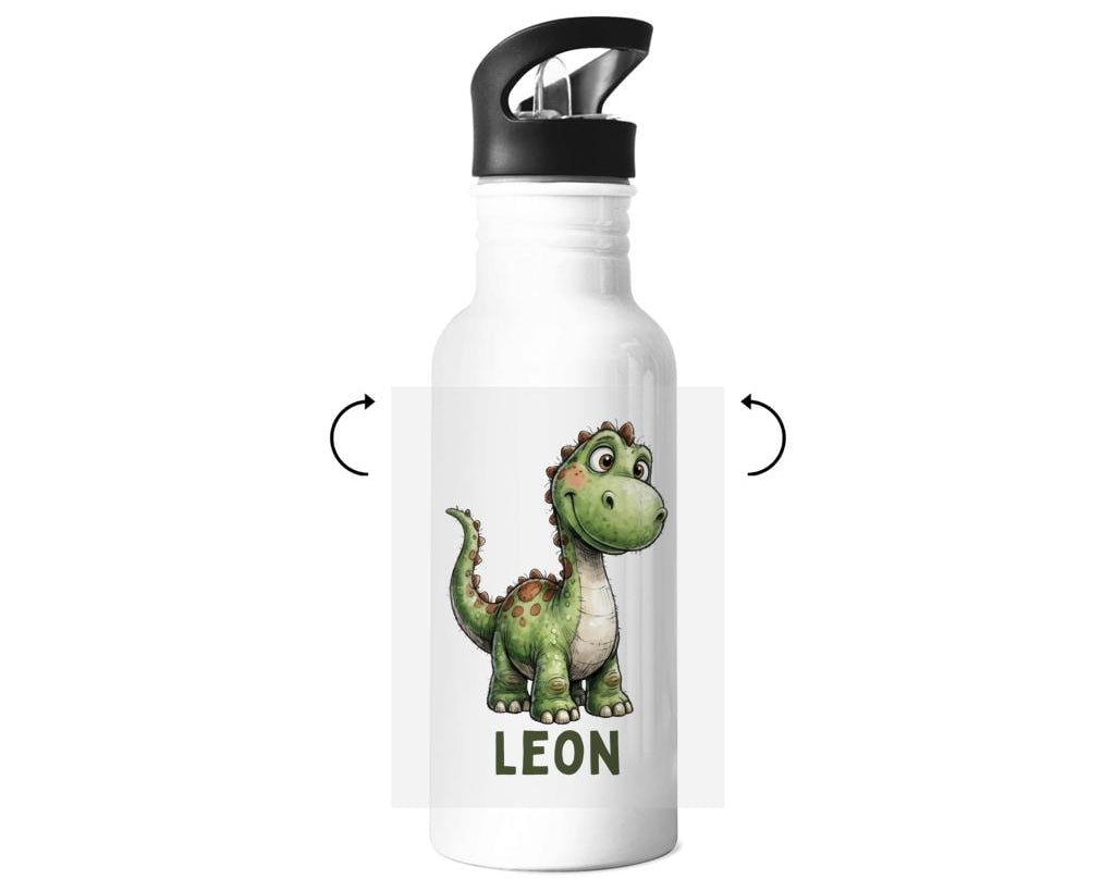 Trinkflasche Dino | personalisierte Edelstahlflasche | Geschenk für Schulanfang, Kita Start