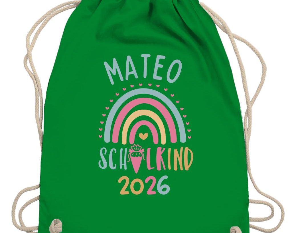 Personalisierter Turnbeutel Schulkind 2026 in 8 Farben | Geschenk zur Einschulung | Sportbeutel mit Name | Kindergarten- & Schultasche