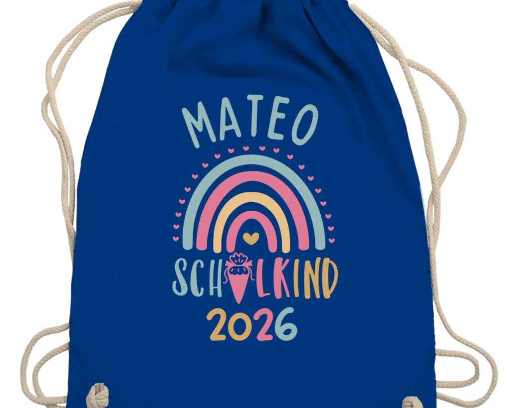 Personalisierter Turnbeutel Schulkind 2026 in 8 Farben | Geschenk zur Einschulung | Sportbeutel mit Name | Kindergarten- & Schultasche