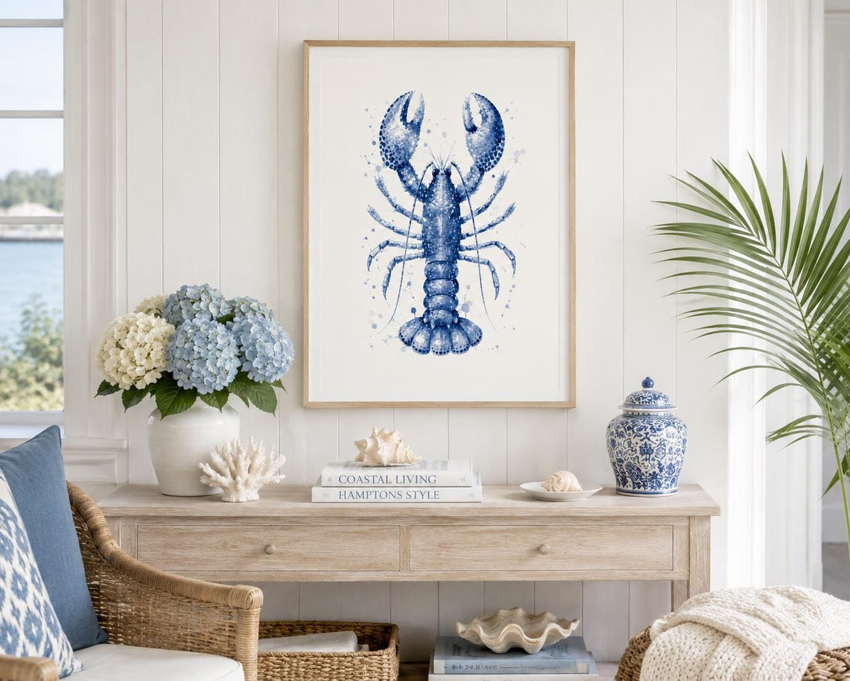 Poster Hummer | maritime Wall Art | Beach House Decor | Wand Deko | Coastal Wall Art