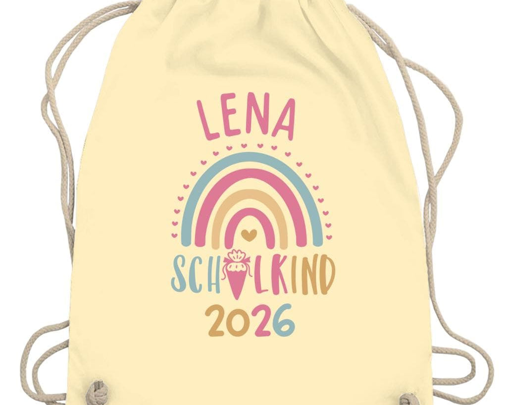 Personalisierter Turnbeutel Schulkind 2026 in 8 Farben | Geschenk zur Einschulung | Sportbeutel mit Name | Kindergarten- & Schultasche