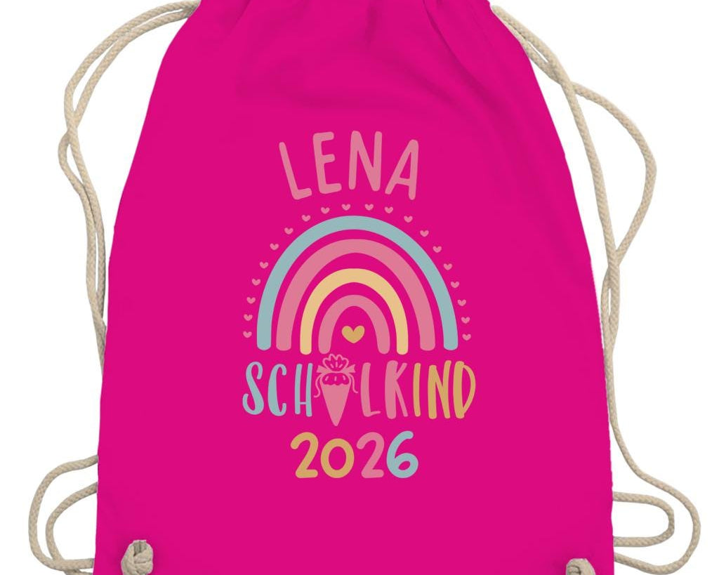 Personalisierter Turnbeutel Schulkind 2026 in 8 Farben | Geschenk zur Einschulung | Sportbeutel mit Name | Kindergarten- & Schultasche