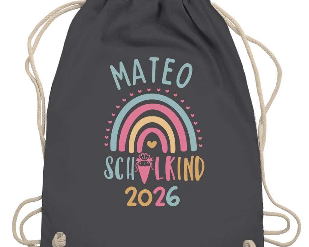 Personalisierter Turnbeutel Schulkind 2026 in 8 Farben | Geschenk zur Einschulung | Sportbeutel mit Name | Kindergarten- & Schultasche