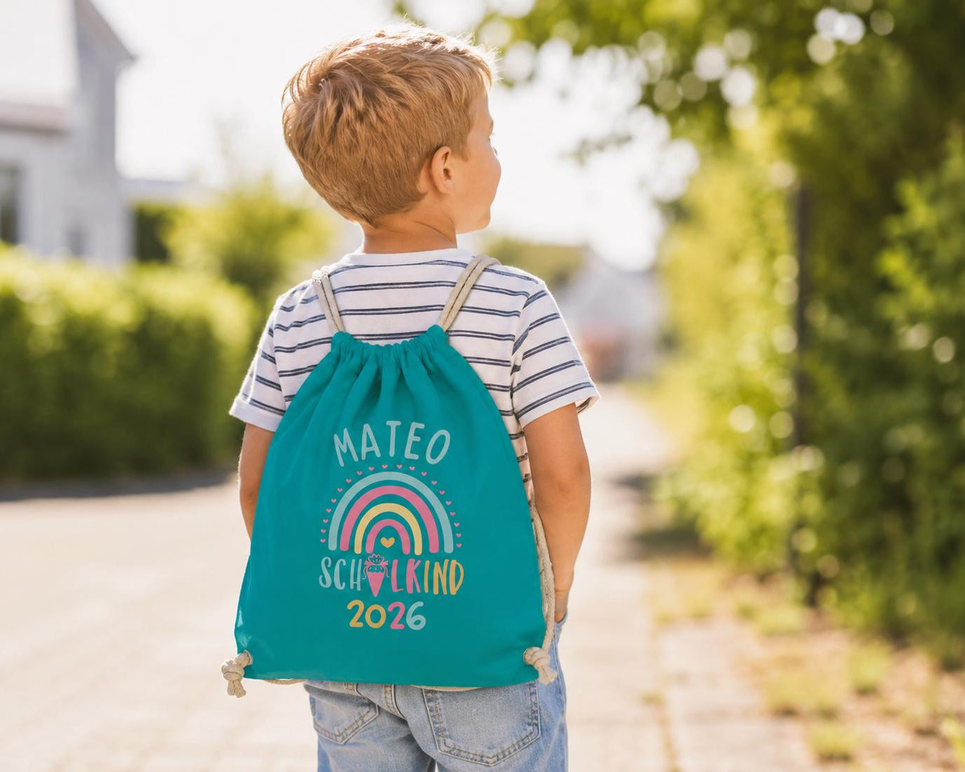 Personalisierter Turnbeutel Schulkind 2026 in 8 Farben | Geschenk zur Einschulung | Sportbeutel mit Name | Kindergarten- & Schultasche