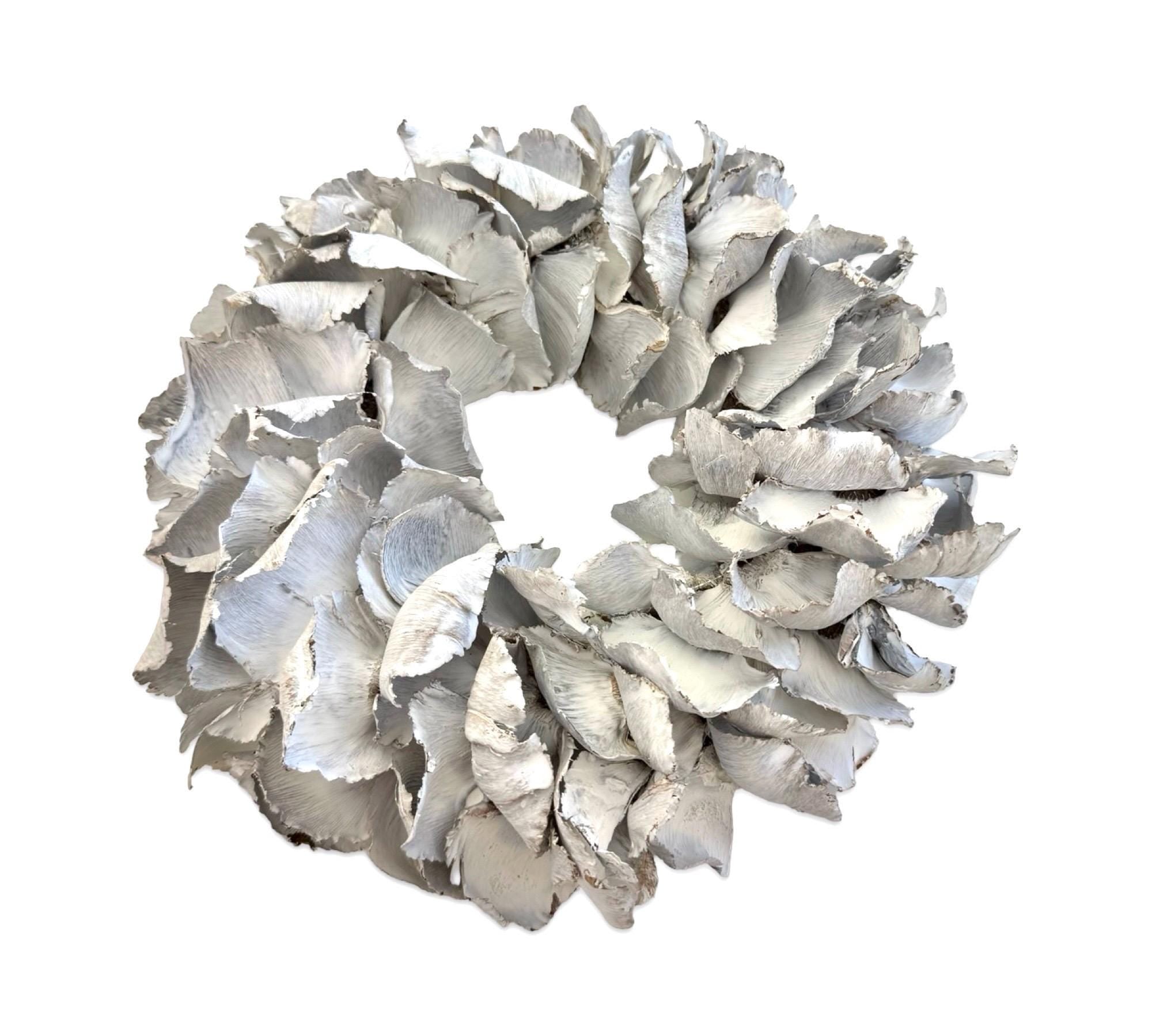 Dekokranz 25 cm Weiß Grau | moderner Türkranz | natürlicher Deko Kranz | Wanddeko Landhaus & Coastal Style | Kranz zum Aufhängen