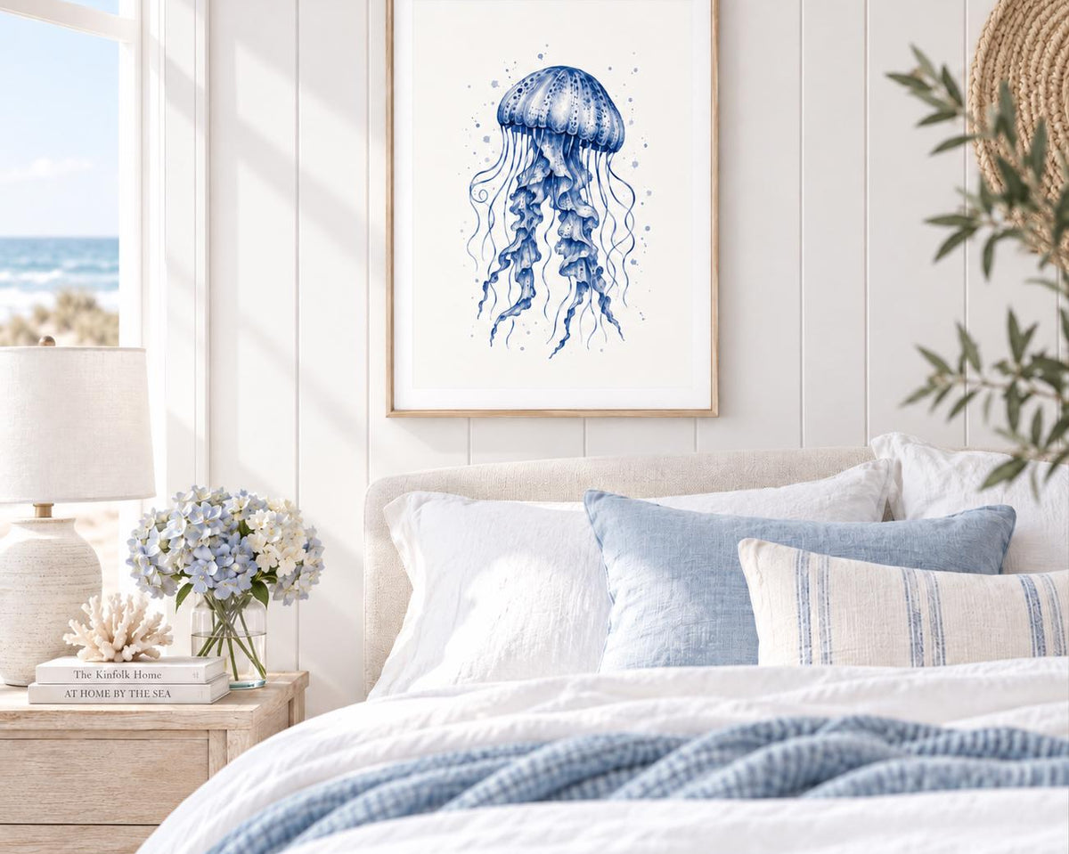Poster Qualle | maritime Wall Art | Beach House Decor | Wand Deko | Coastal Wall Art