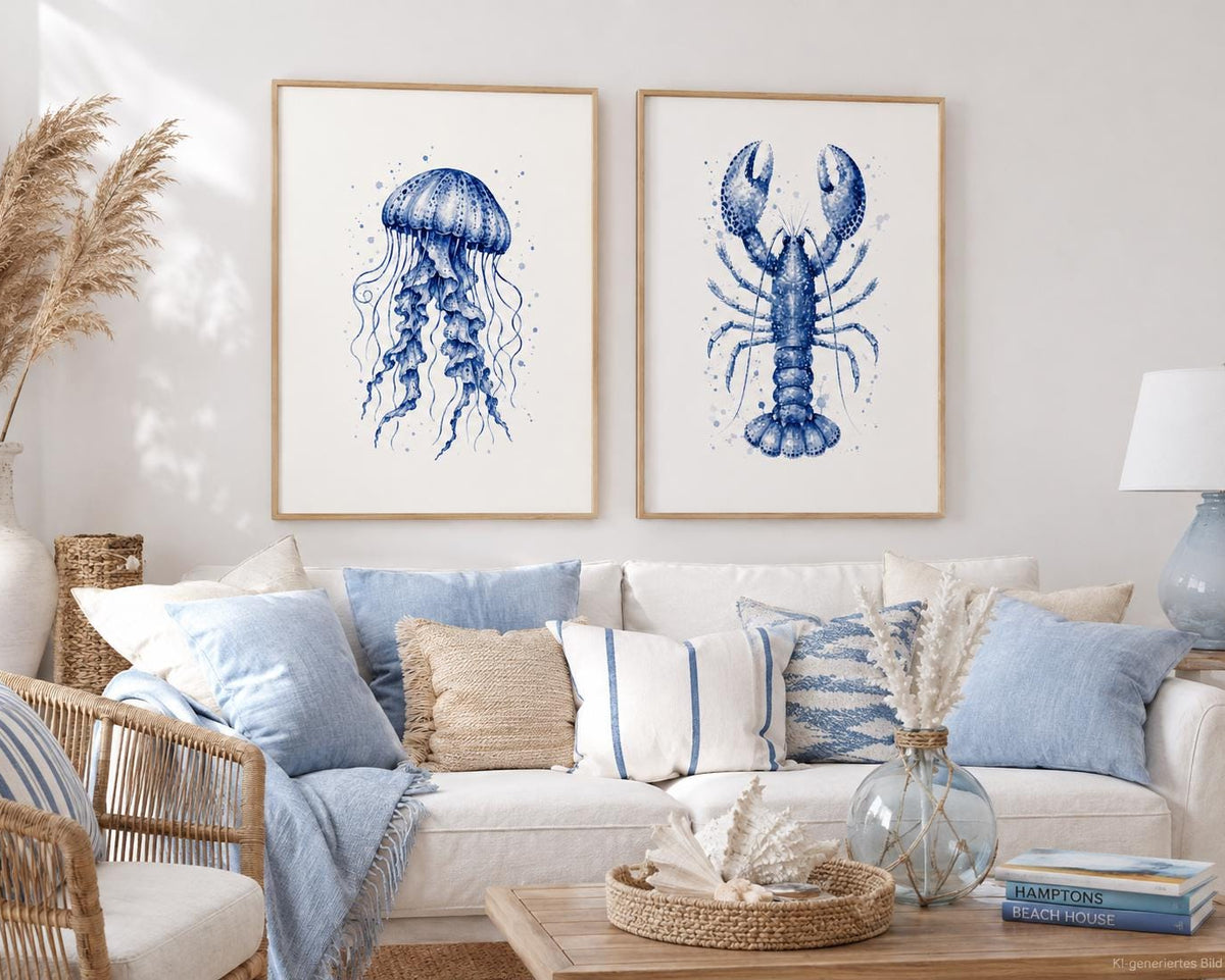 Poster Qualle | maritime Wall Art | Beach House Decor | Wand Deko | Coastal Wall Art