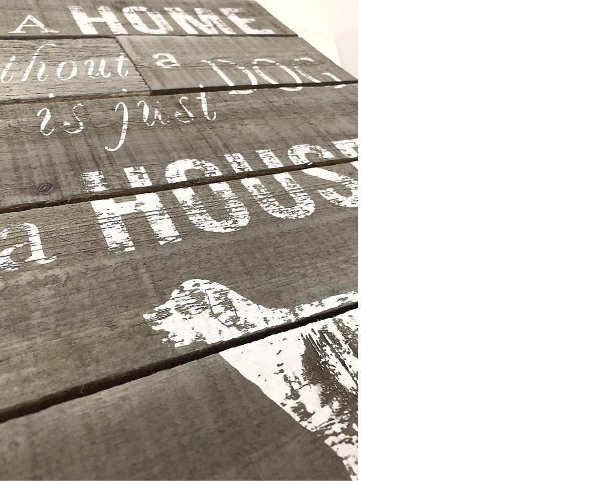 Vintage Holzschild „A Home Without a Dog Is Just a House“ | Shabby Chic Wanddeko für Hundeliebhaber