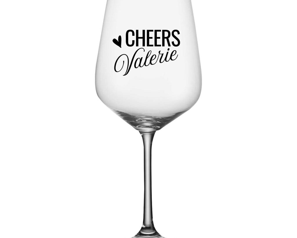 Personalisiertes Weinglas mit Name | Cheers, Cin Cin oder Santé | Geschenk für Frauen & Mädelsabend