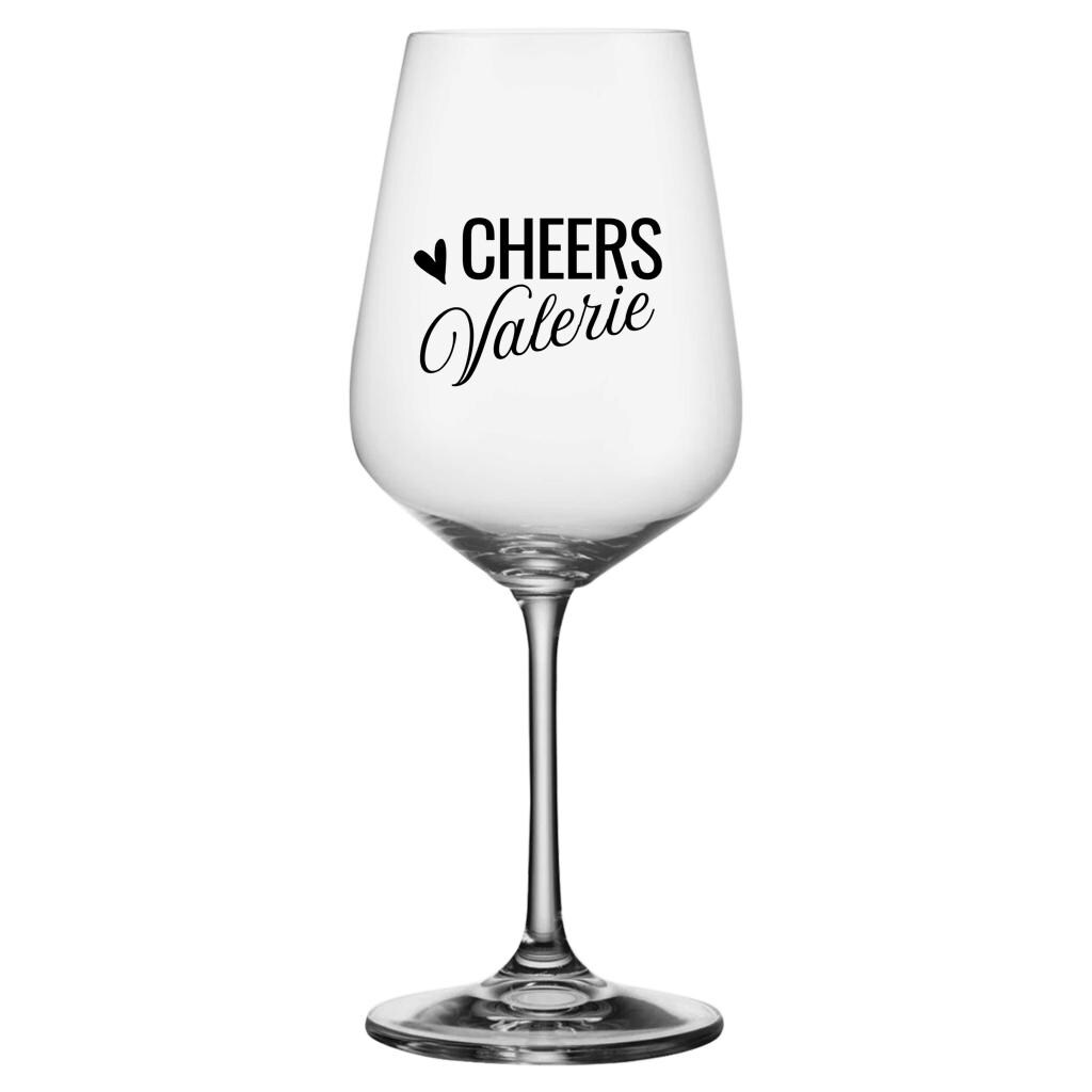 Personalisiertes Weinglas mit Name | Cheers, Cin Cin oder Santé | Geschenk für Frauen & Mädelsabend