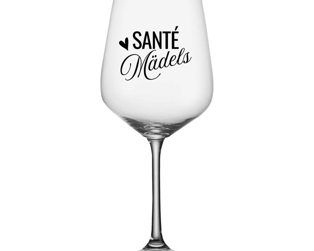 Personalisiertes Weinglas mit Name | Cheers, Cin Cin oder Santé | Geschenk für Frauen & Mädelsabend