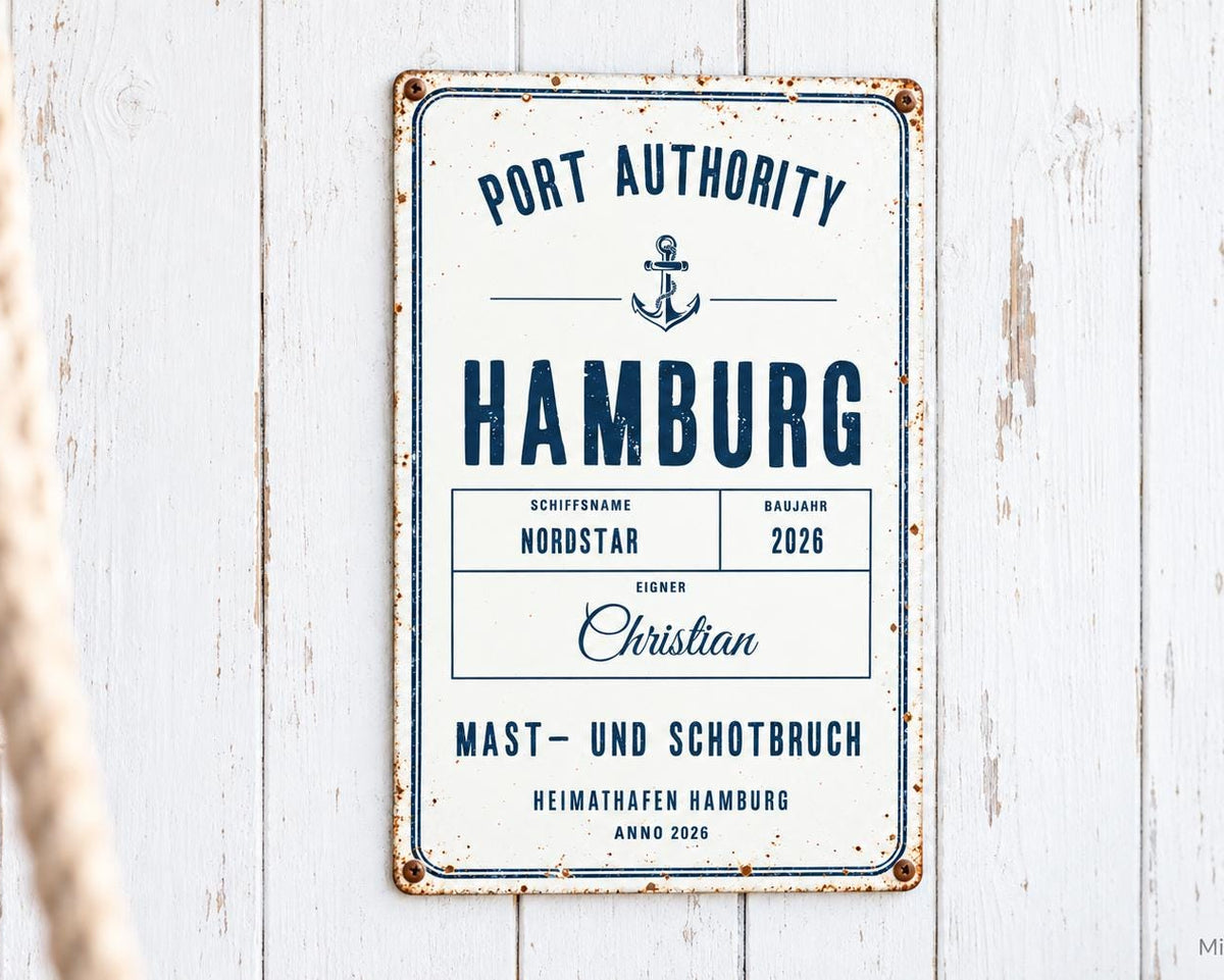 Personalisiertes Blechschild für Bootsbesitzer – Port Authority