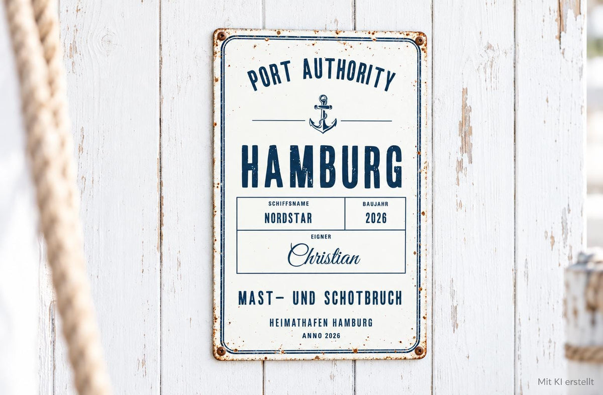 Personalisiertes Blechschild für Bootsbesitzer – Port Authority
