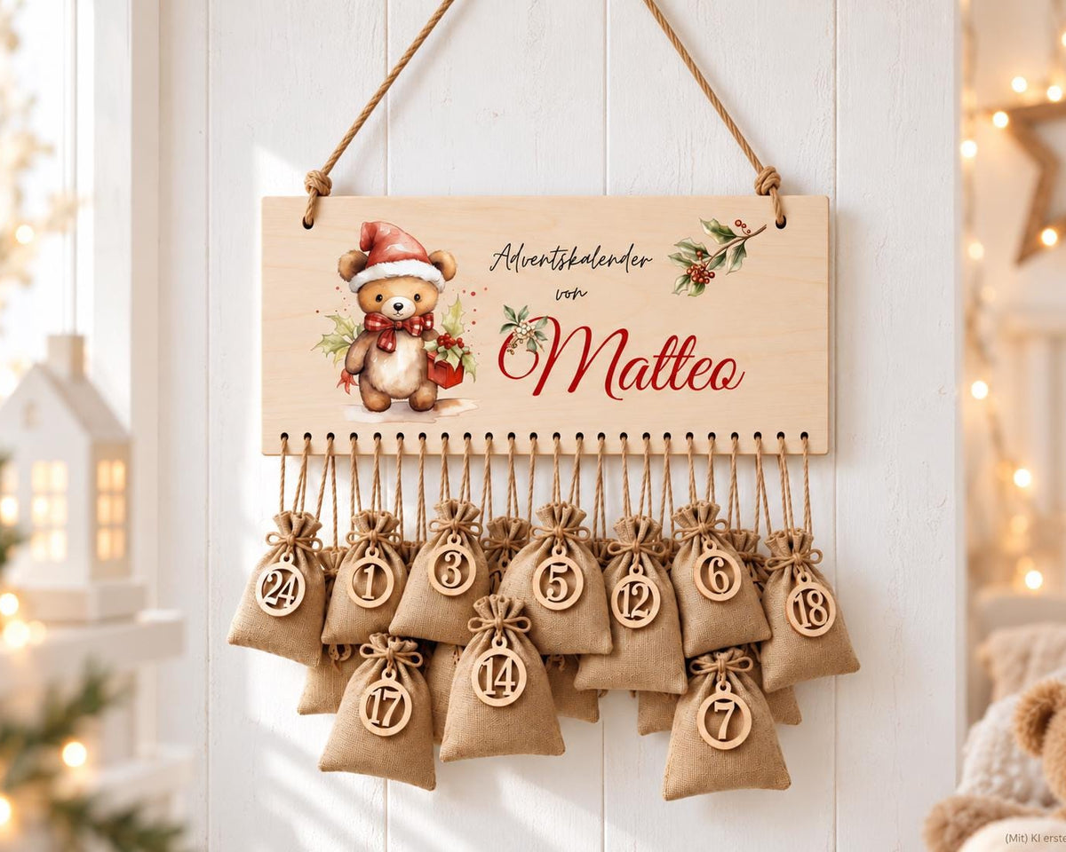 Personalisierbarer Adventskalender aus Holz – wiederverwendbar & liebevoll befüllbar