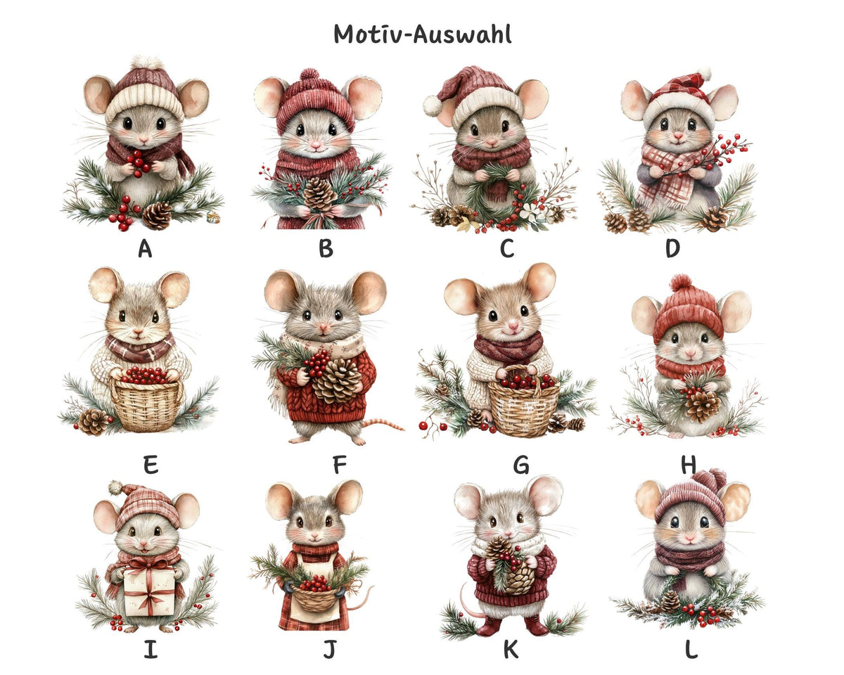 Personalisierbarer Adventskalender aus Holz | mit niedlichen Weihnachts-Mäusen – wiederverwendbar & liebevoll befüllbar
